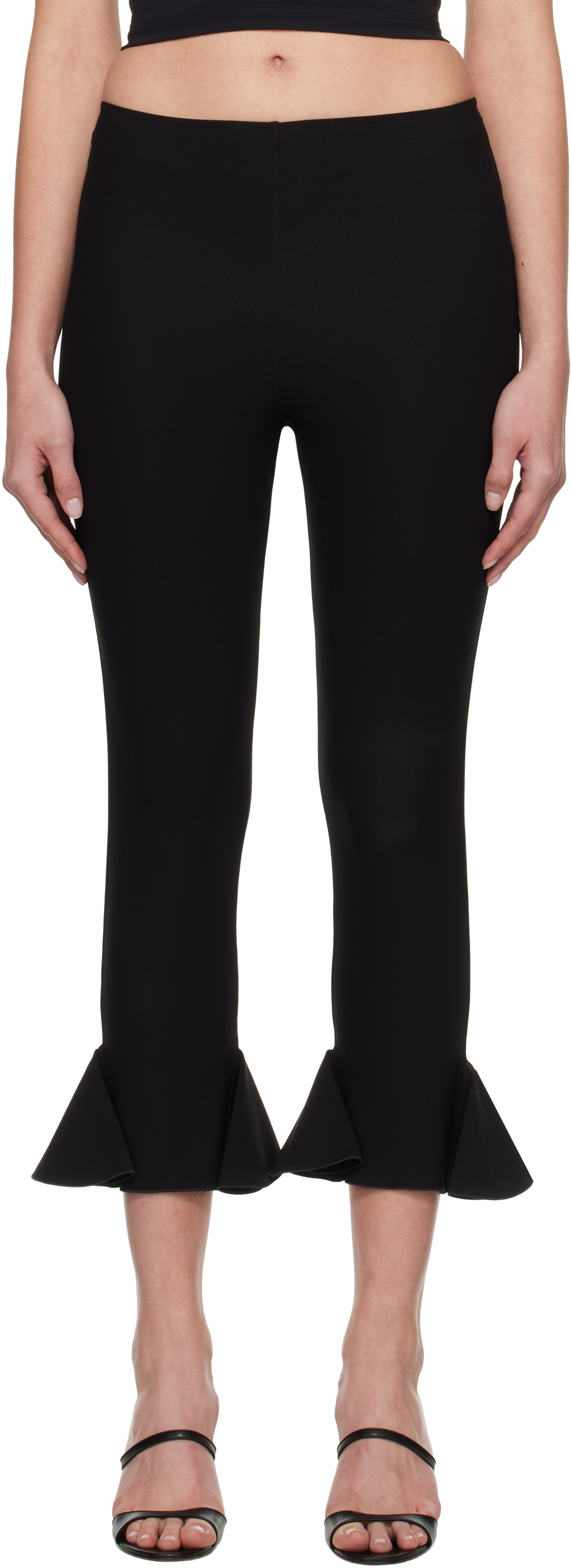 Nensi Dojaka: Black Cropped Flared Trousers | SSENSE