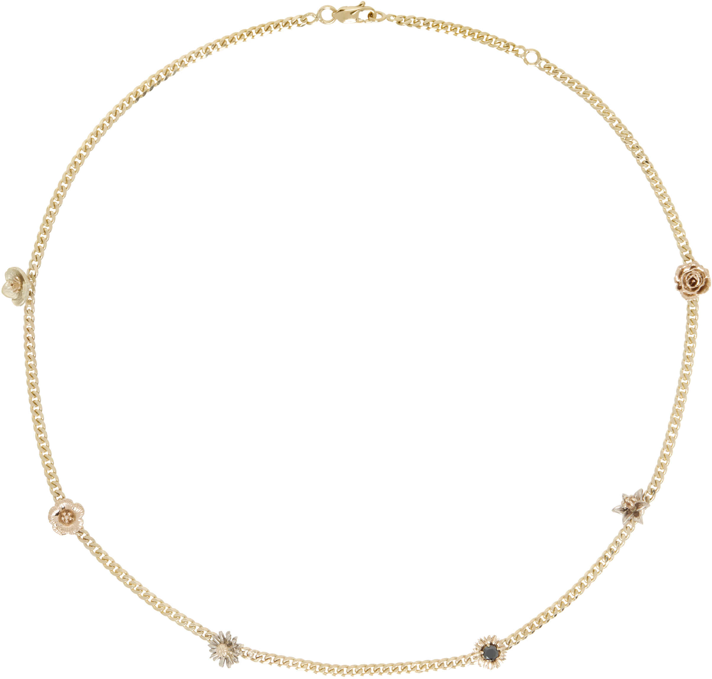 Gold FLORA Slim Curb Chain Choker