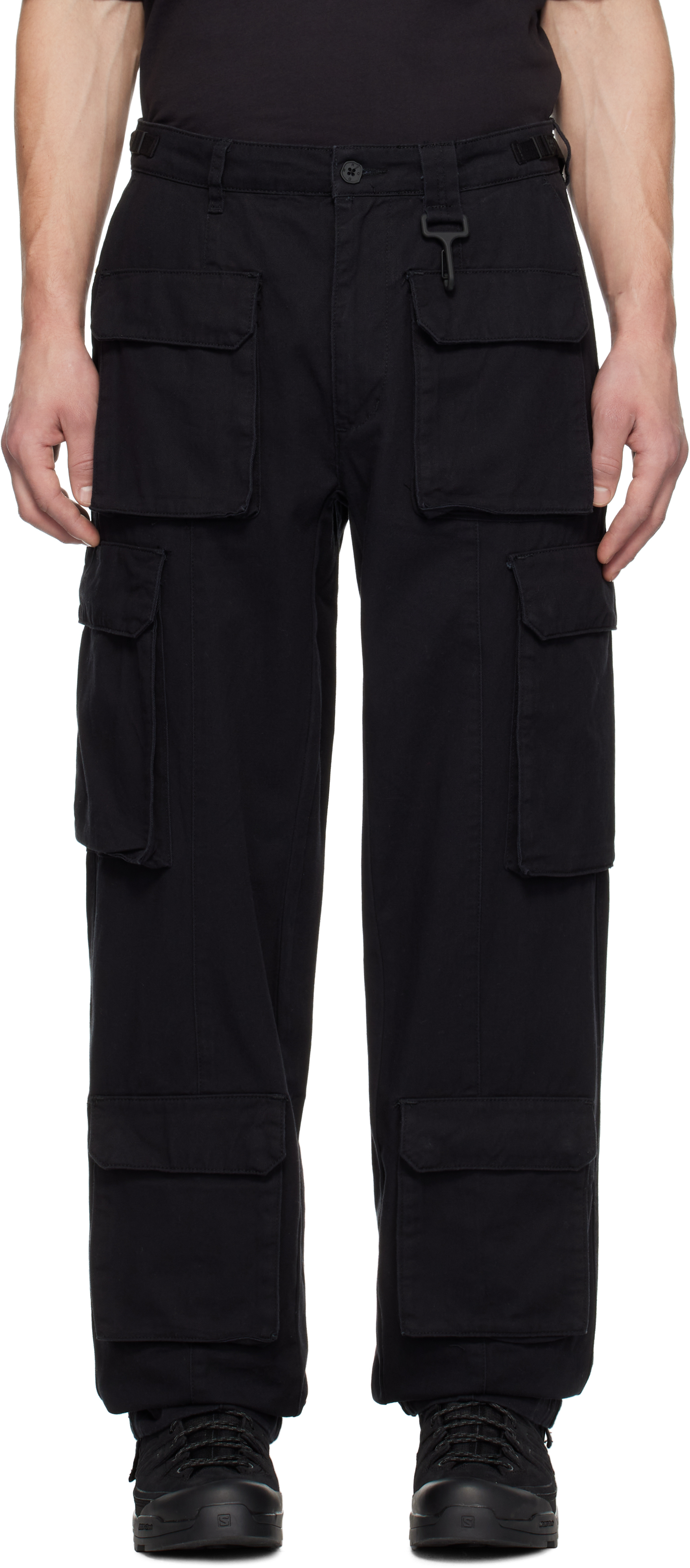 Black Cotton Cargo Pants