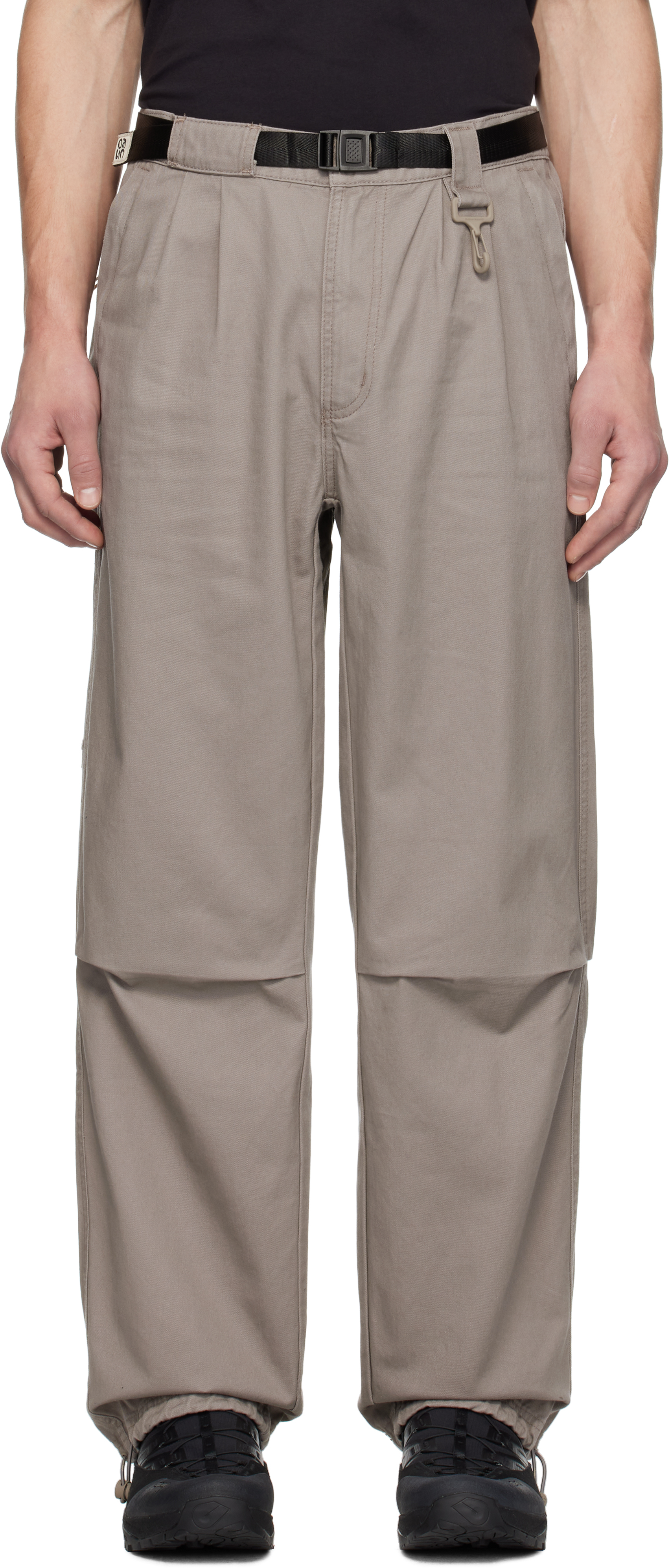 Gray Cotton Belted Trousers