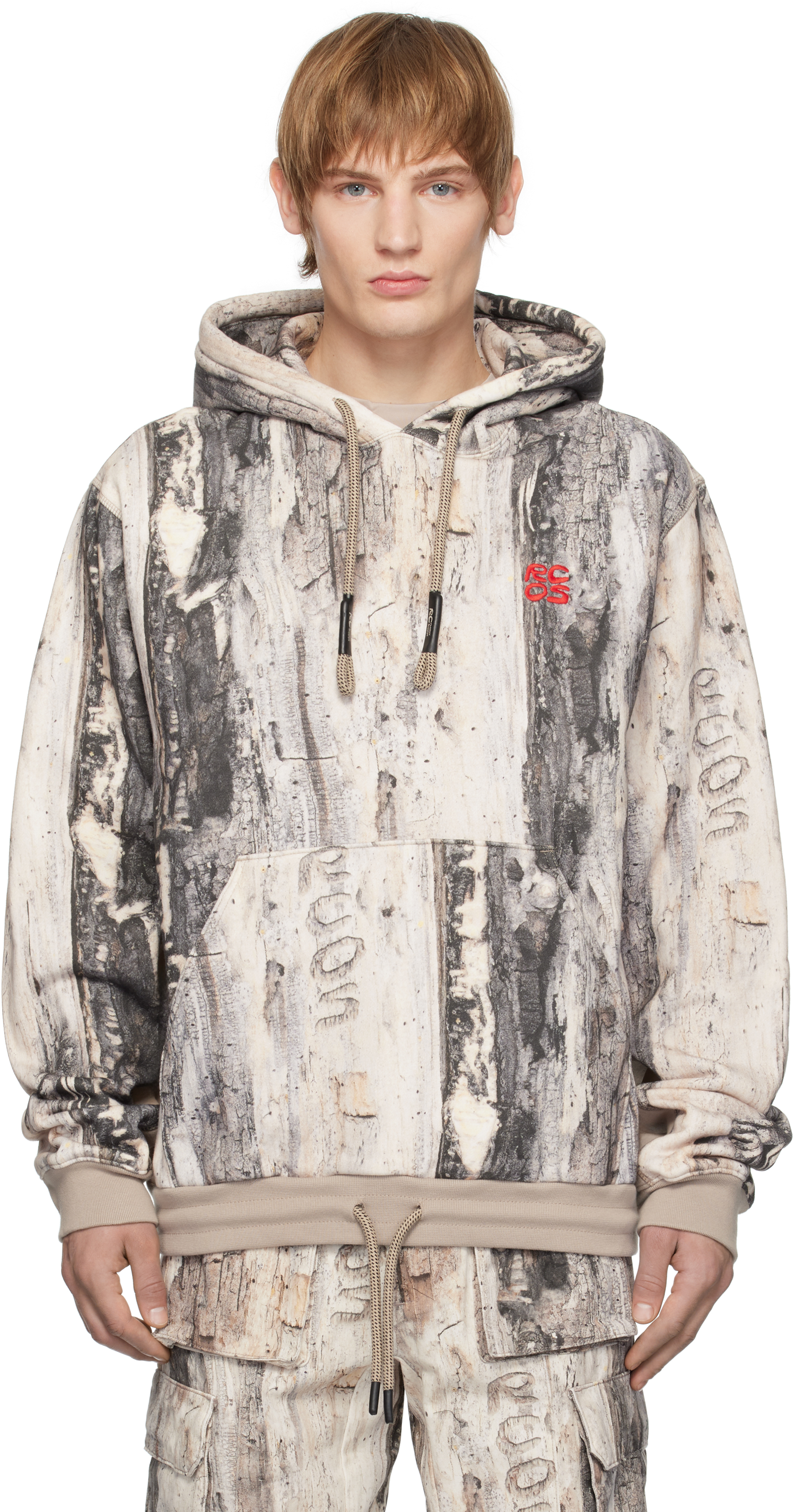 Off-White 
Taupe Stack Logo Embroidered Hoodie