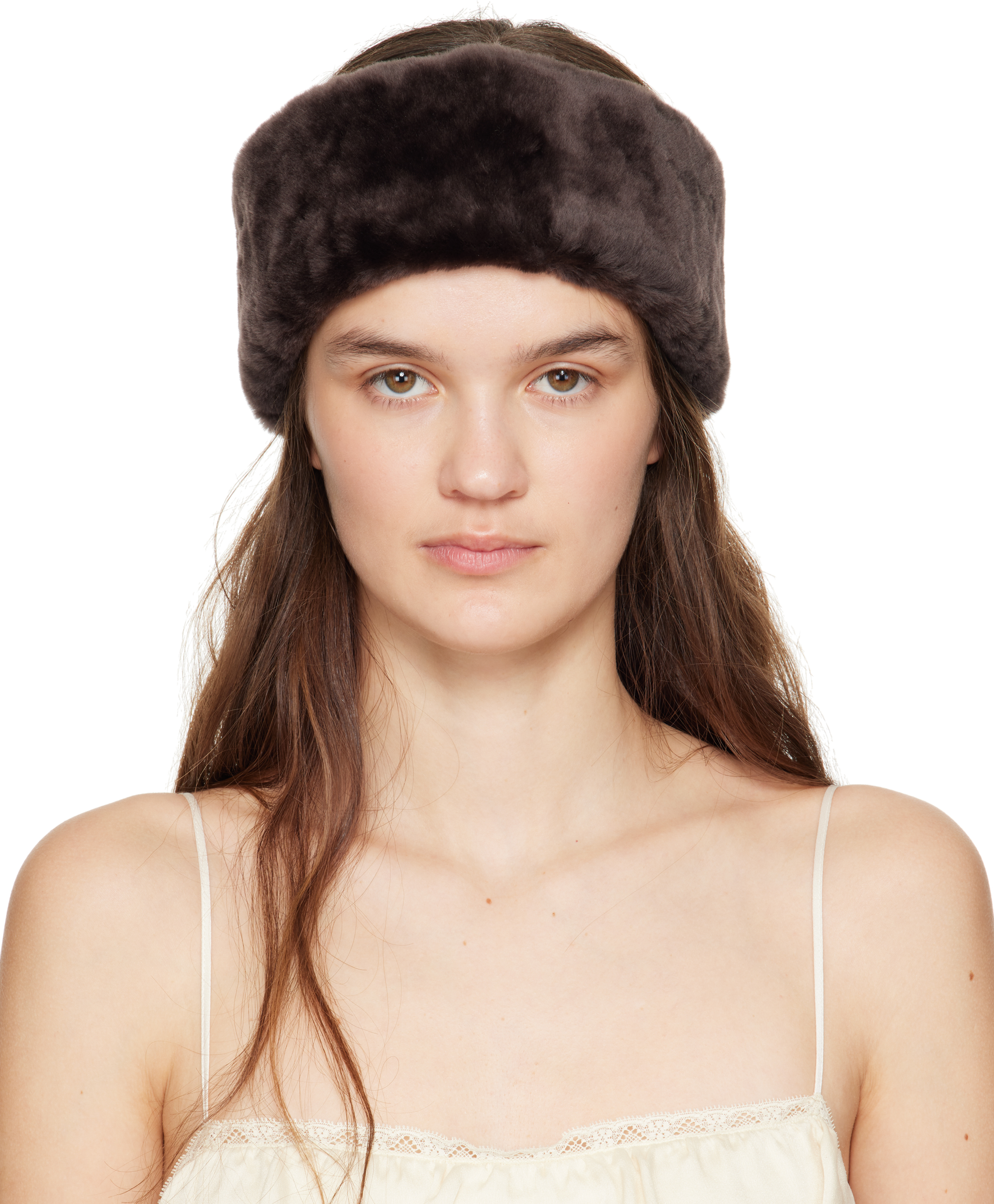CHLOÉ BROWN SHEARLING HEADBAND 