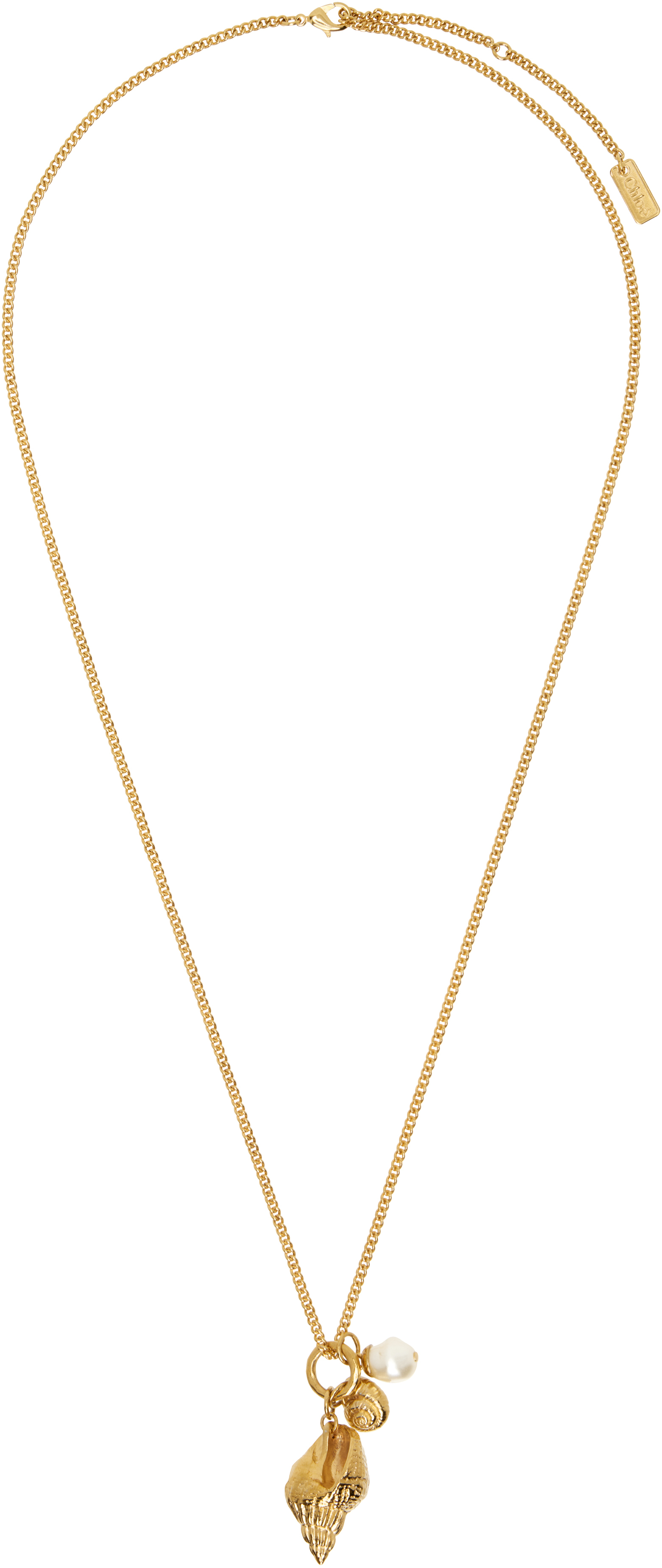 Chloé: Gold 'The Chloé Shells Pendant' Necklace | SSENSE
