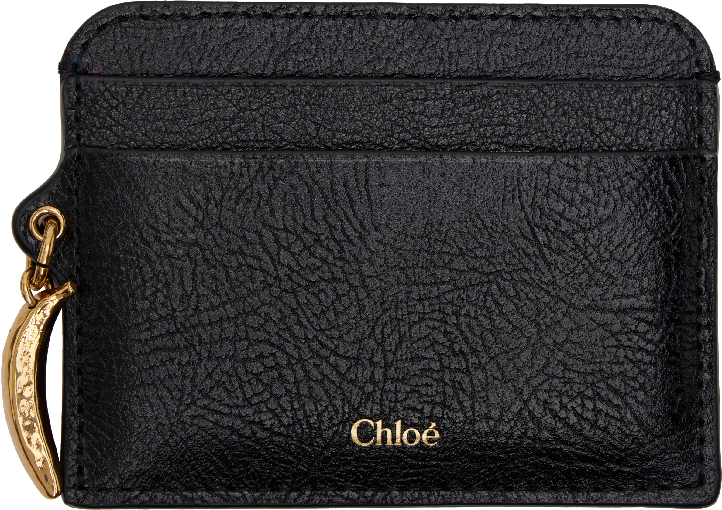【CHLOE】BANANA CARD WALLET Chloé Banana Card Holder In Grained Leather in Black | Chloé TM