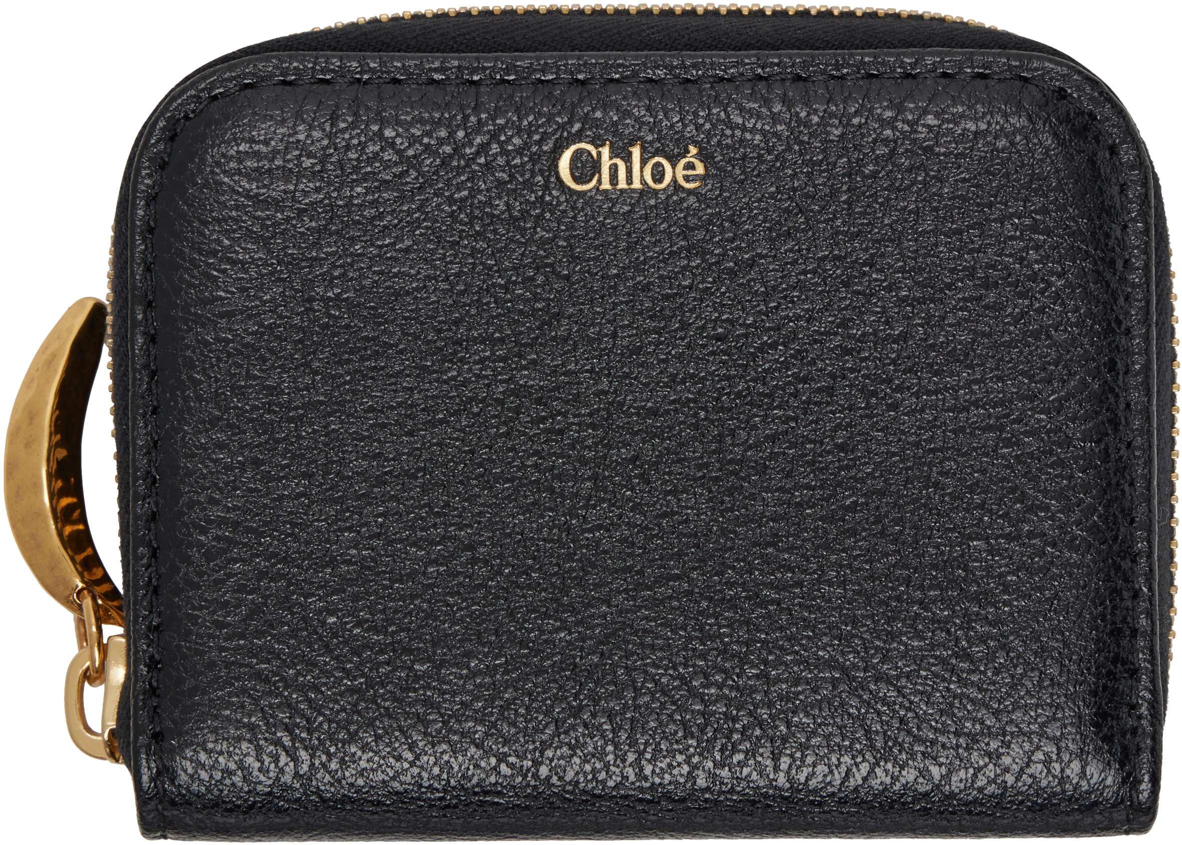 【Chloe】ブラック バナナチャーム ジップウォレット クロエのウィメンズレザーグッズ、“メタルロゴ”きらめくミニ財布