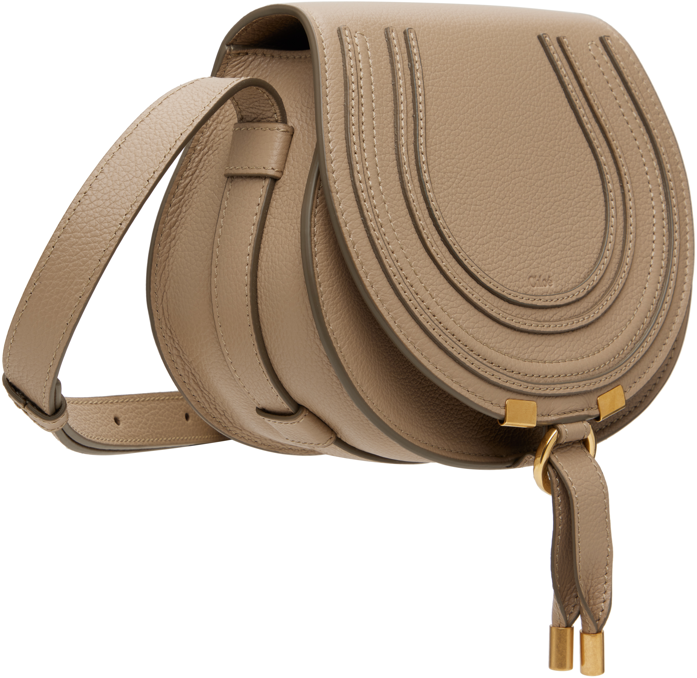 Chloé Taupe Small Marcie Saddle Bag In 20e Boyish Brown