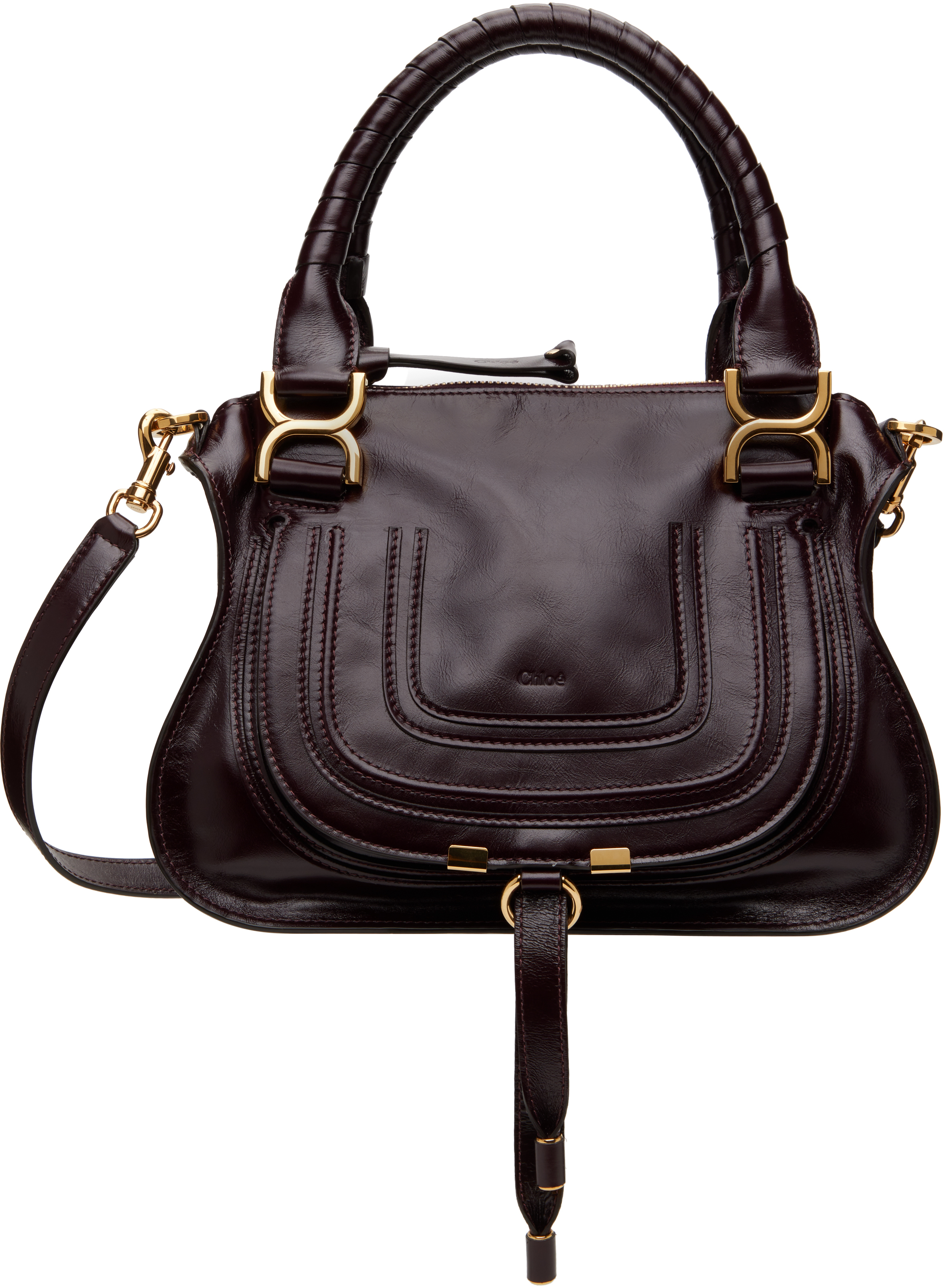 【関税込み】Chloe バーガンディ スモール Marcie バッグ Chloé Small Marcie Saddle Bag In Grained Leather | Chloé US