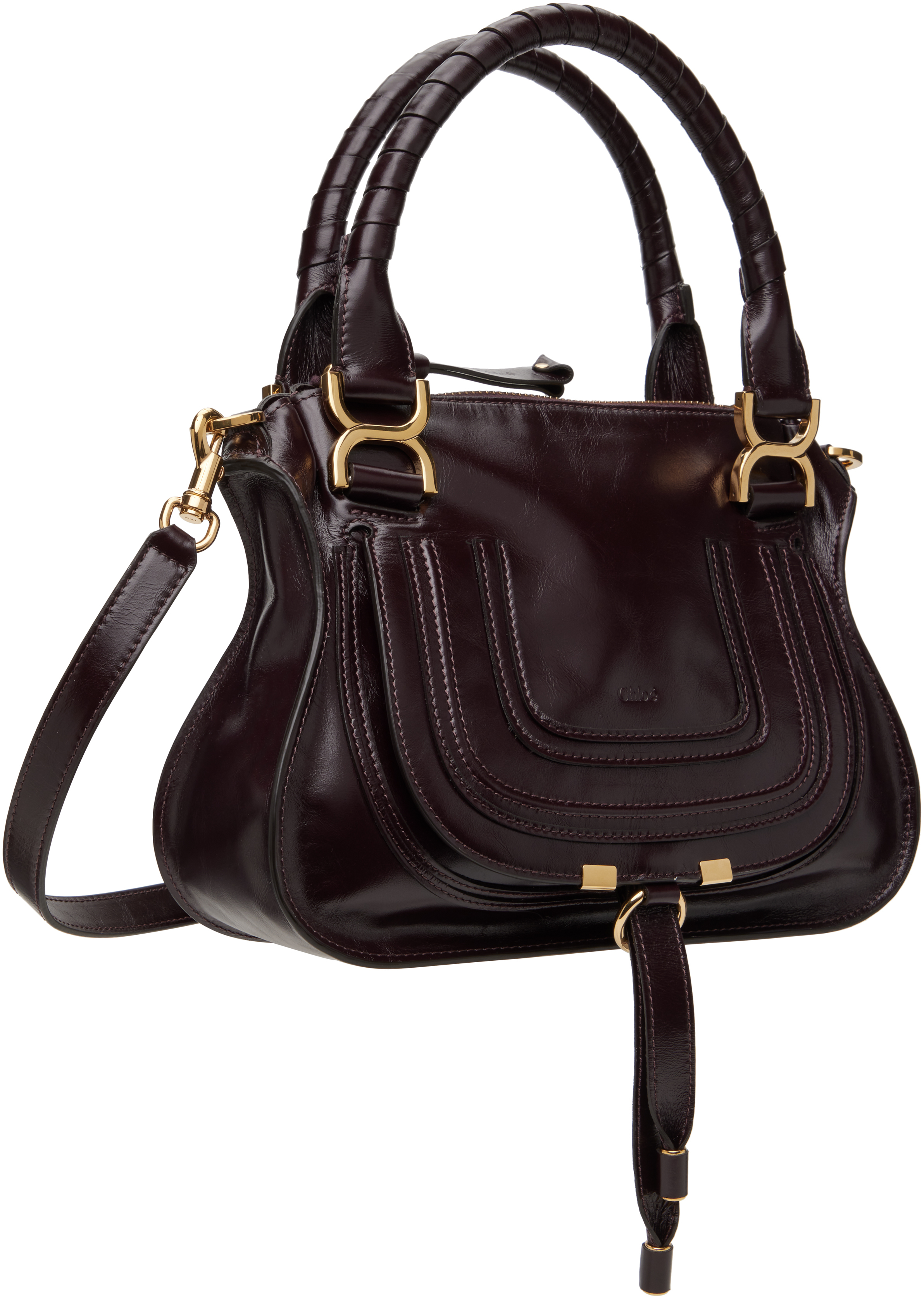 Chloé Burgundy Small Marcie Bag In 607 Auburn Red