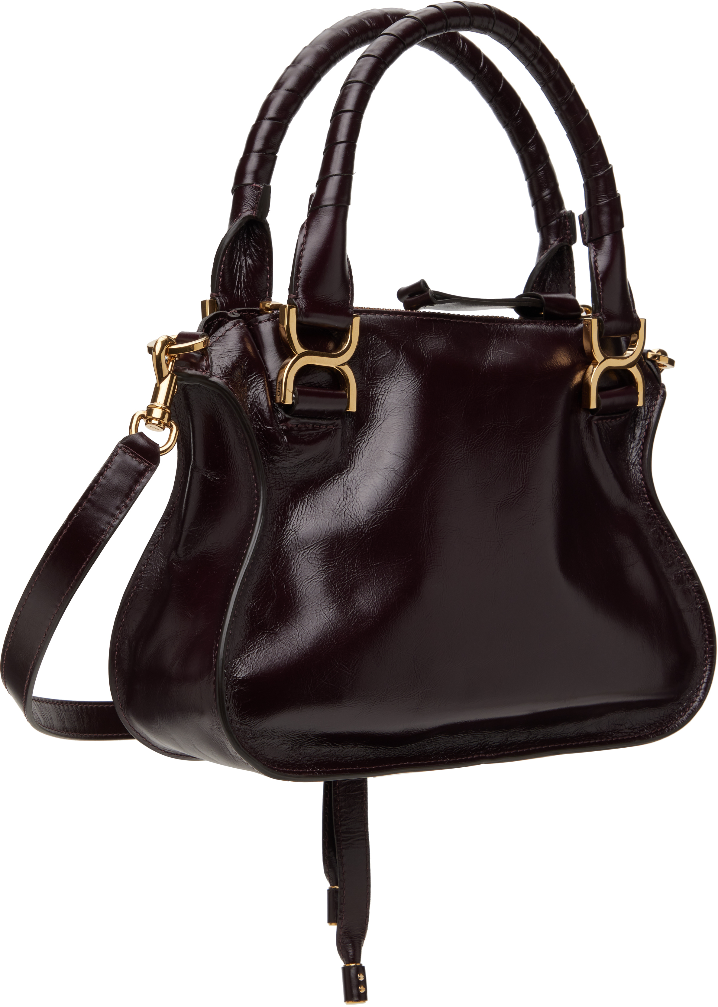 Chloé Burgundy Small Marcie Bag In 607 Auburn Red