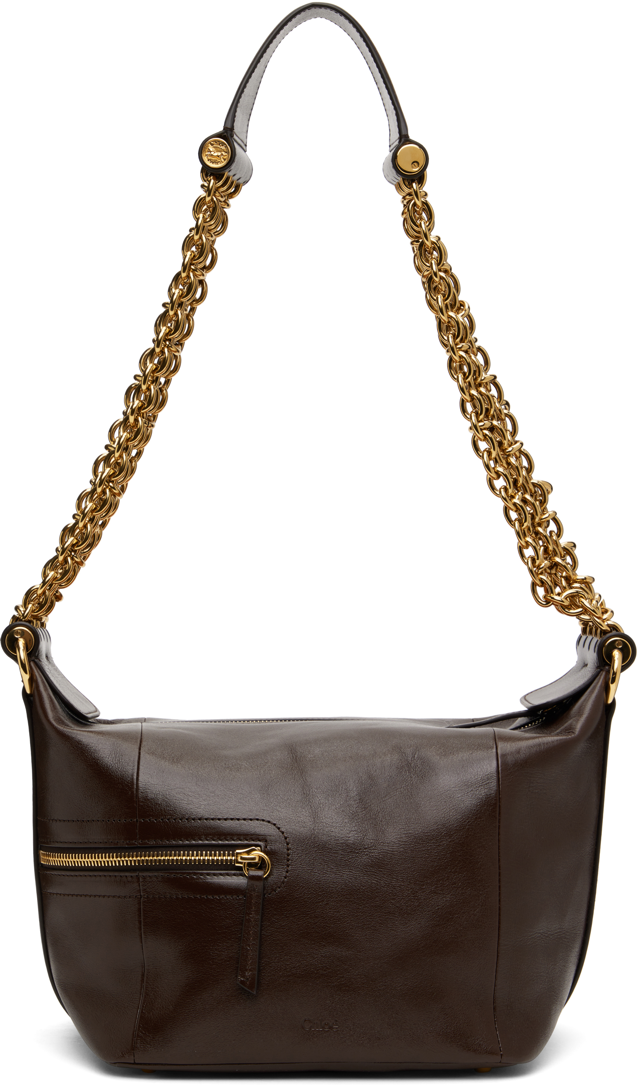 Chloé Camera Small Leather Shoulder Bag In 24x Kohl Brown