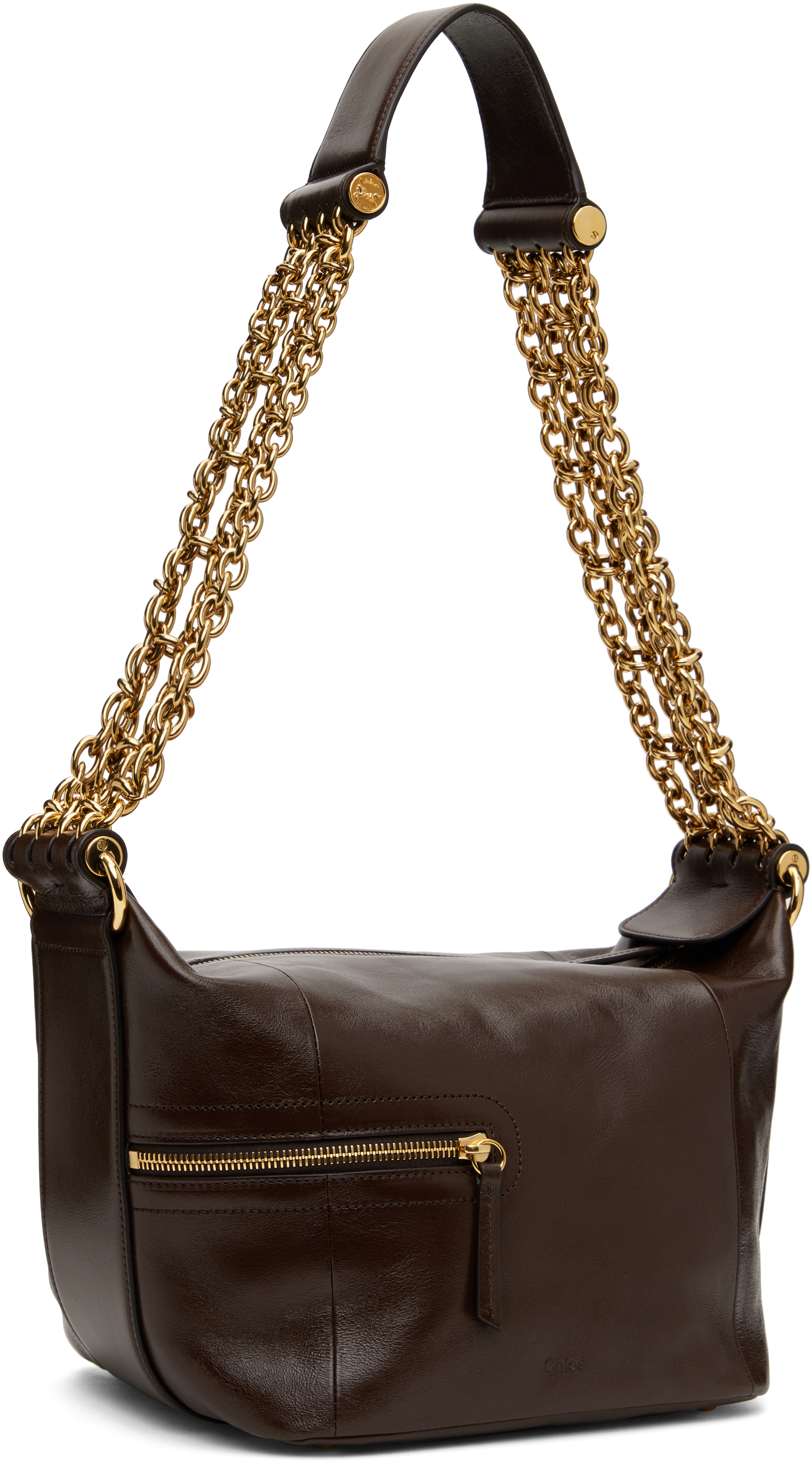 Chloé Camera Small Leather Shoulder Bag In 24x Kohl Brown