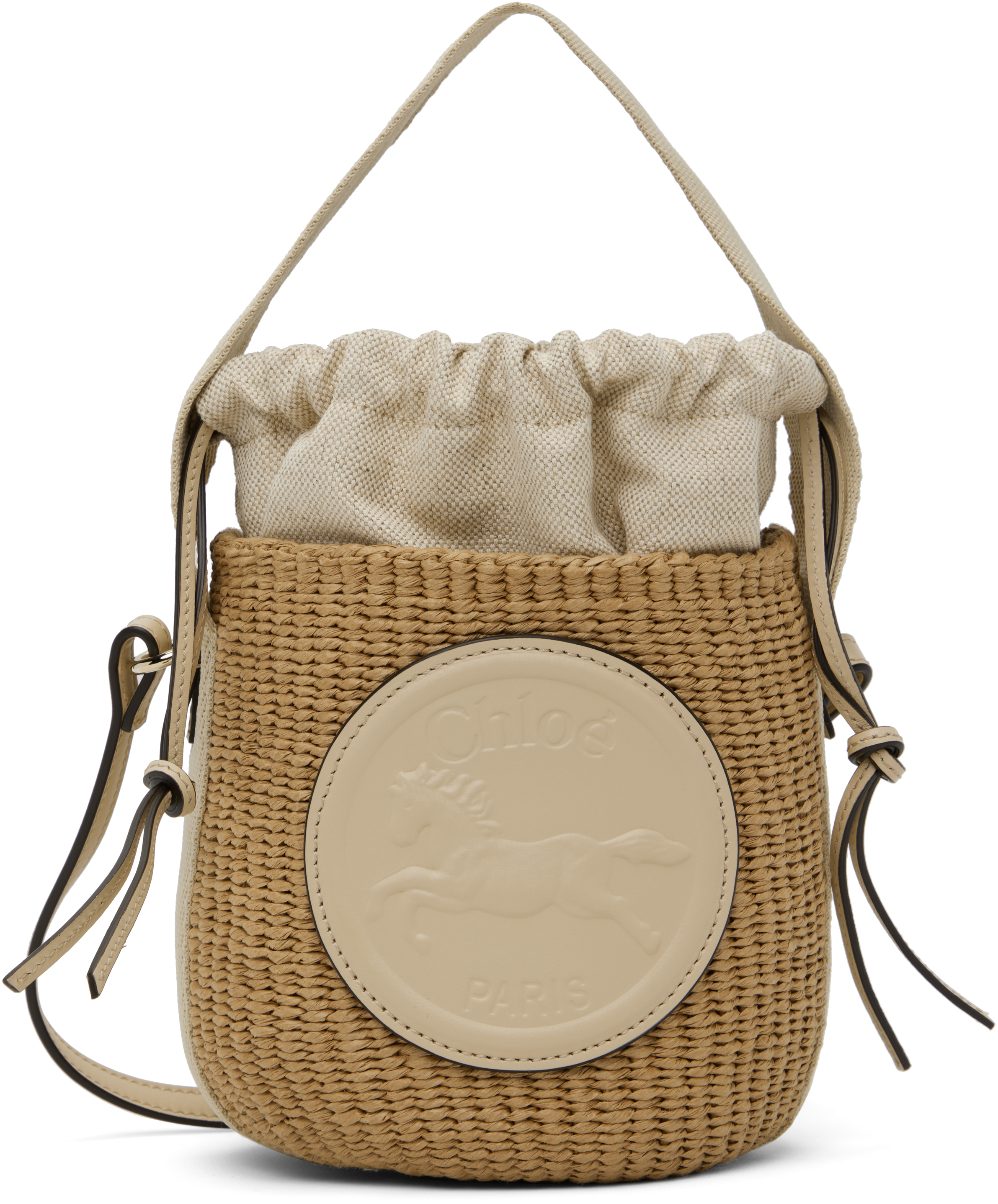 Chloé Beige Small Horse Medal Basket Bag