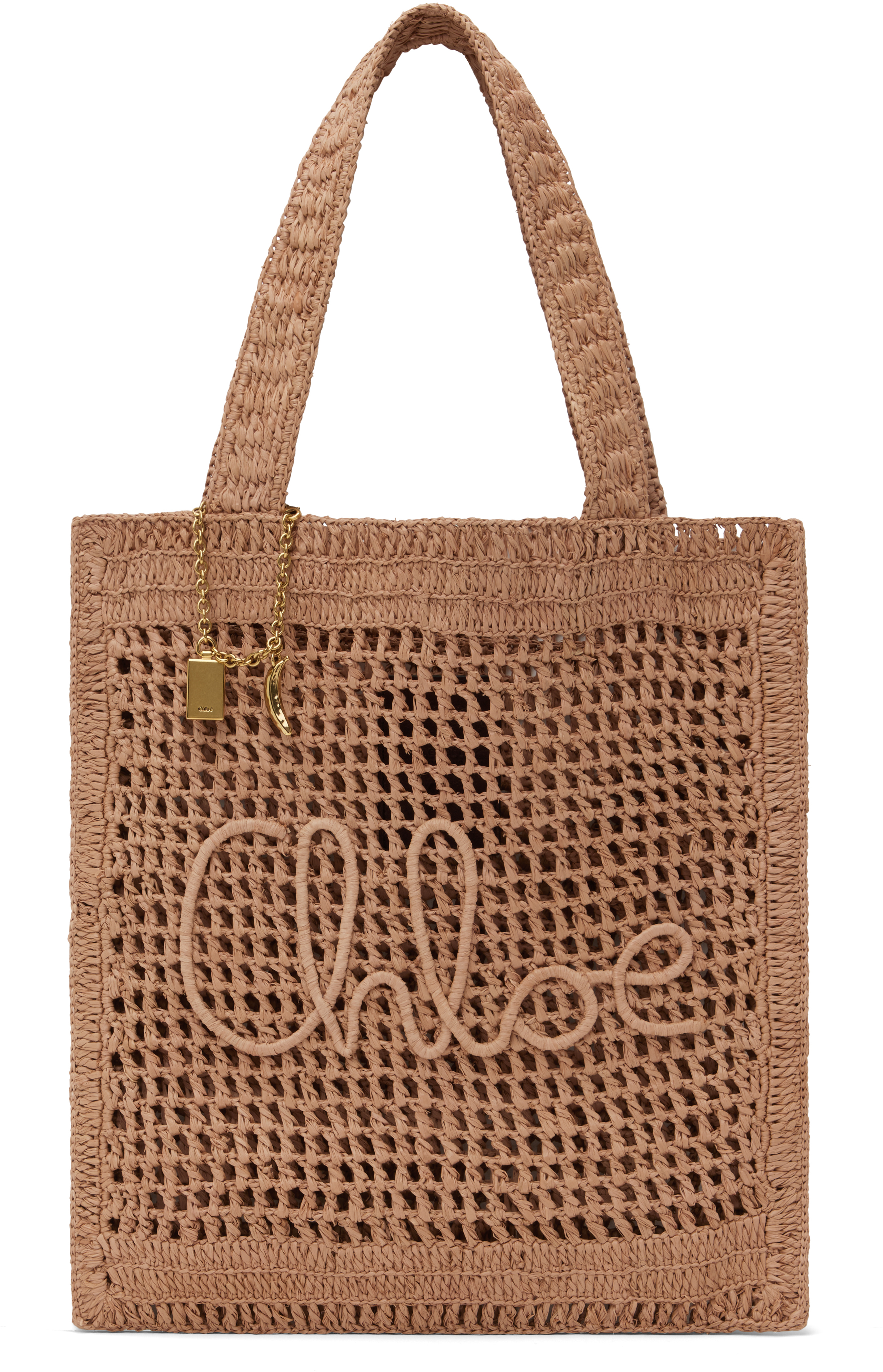 Chloé: Beige Summer Banana Raffia Tote | SSENSE