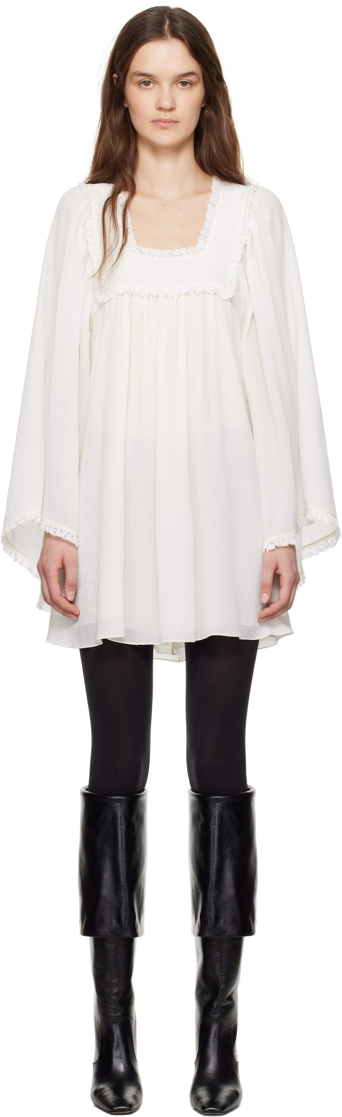 Chloé White Fluid Minidress