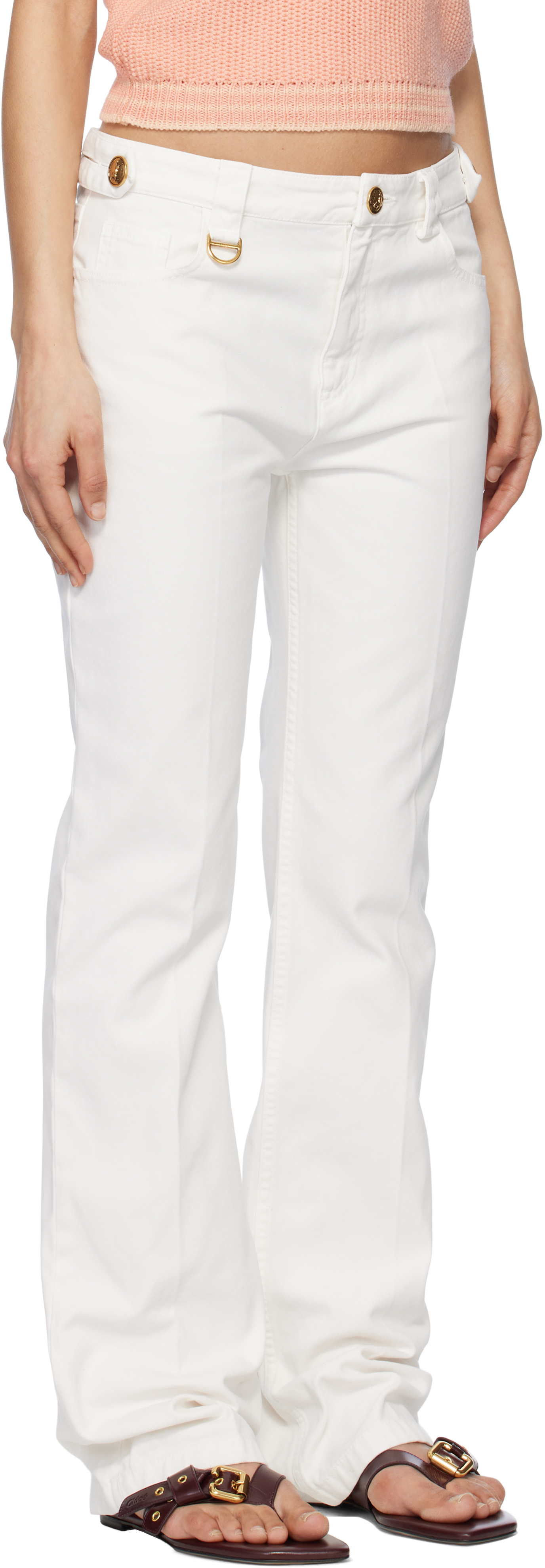Shop Chloé White Straight Jeans In 107 Iconic Milk