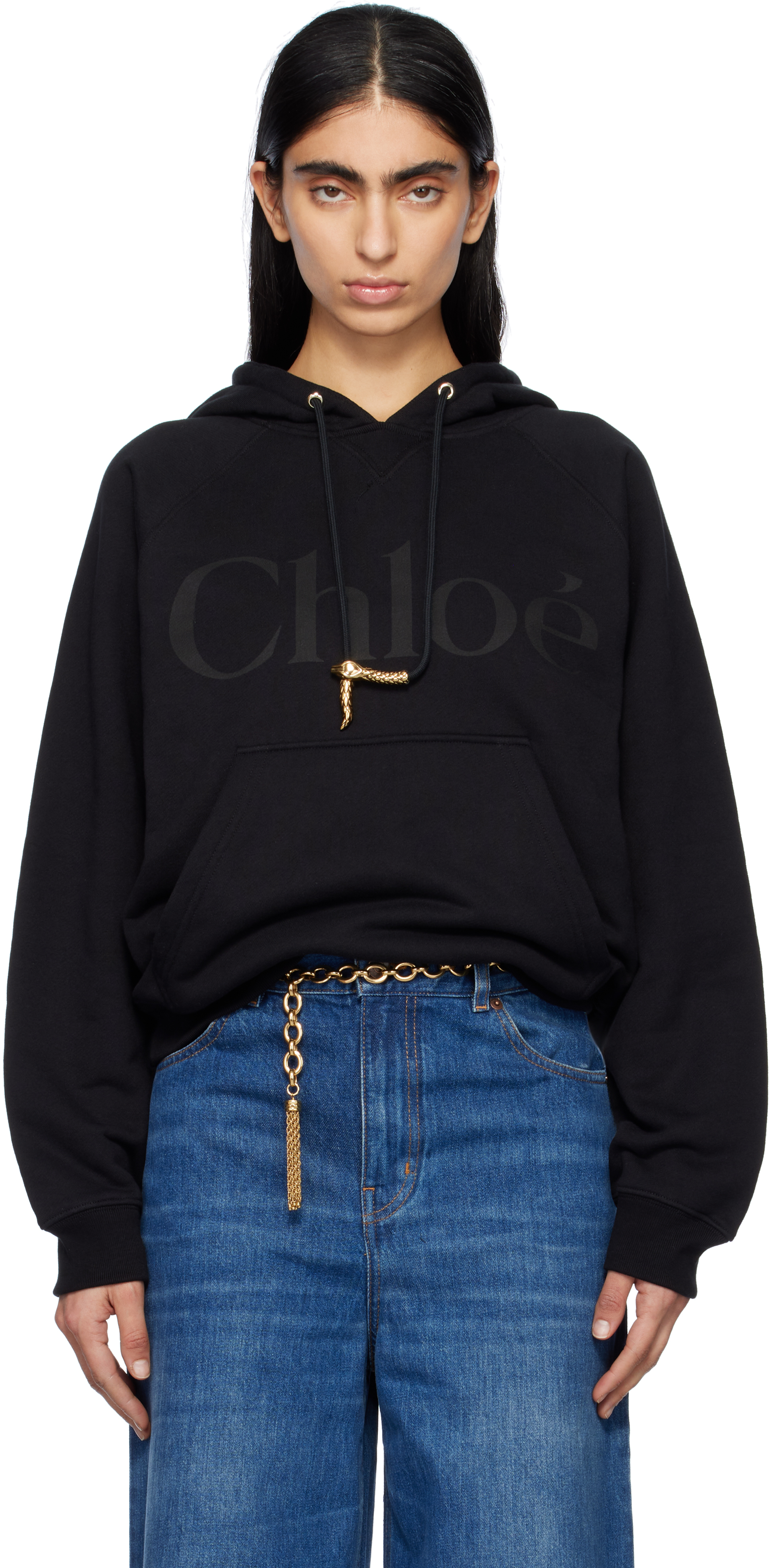 Chloé Black Generous Logo Hoodie