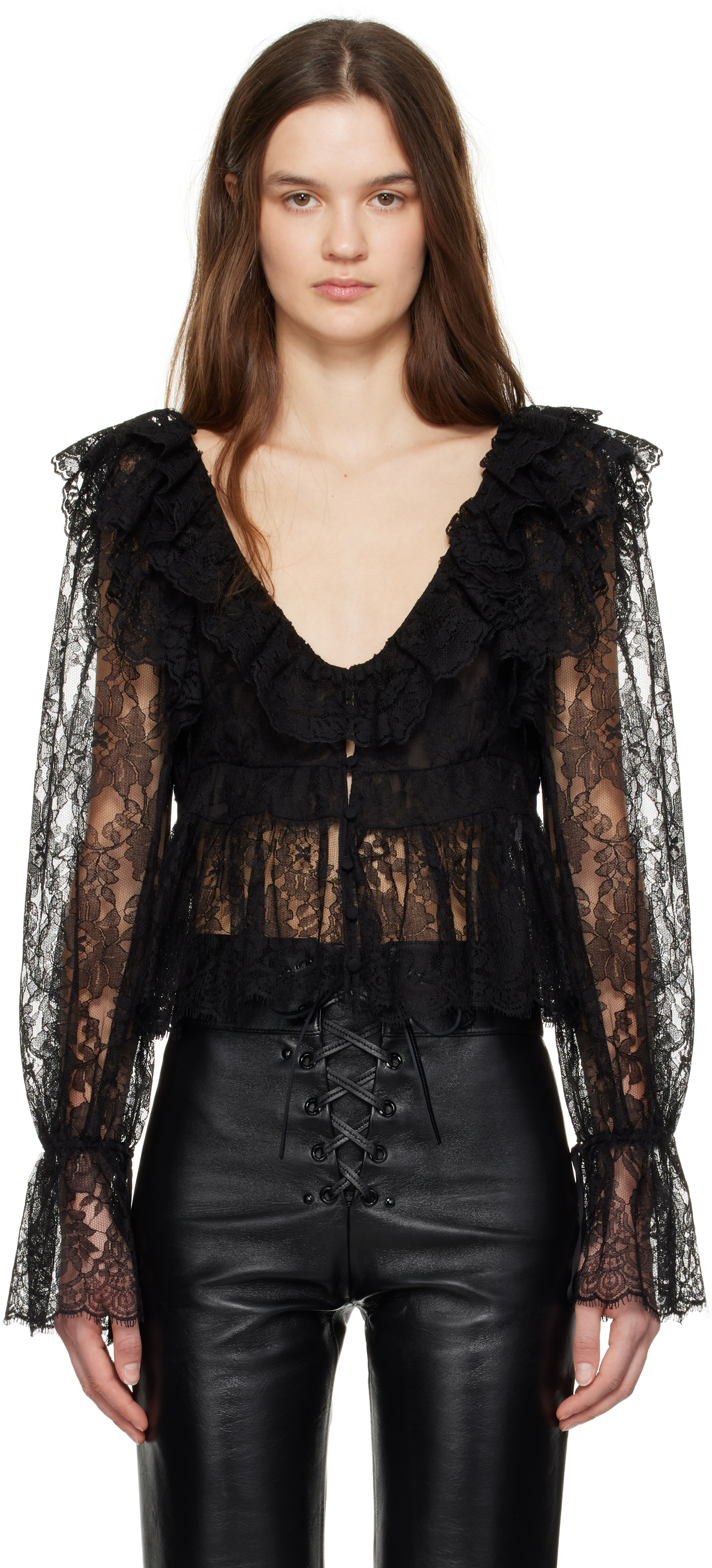 Chloé Cape Blouse In Silk Georgette in Black | Chloé US