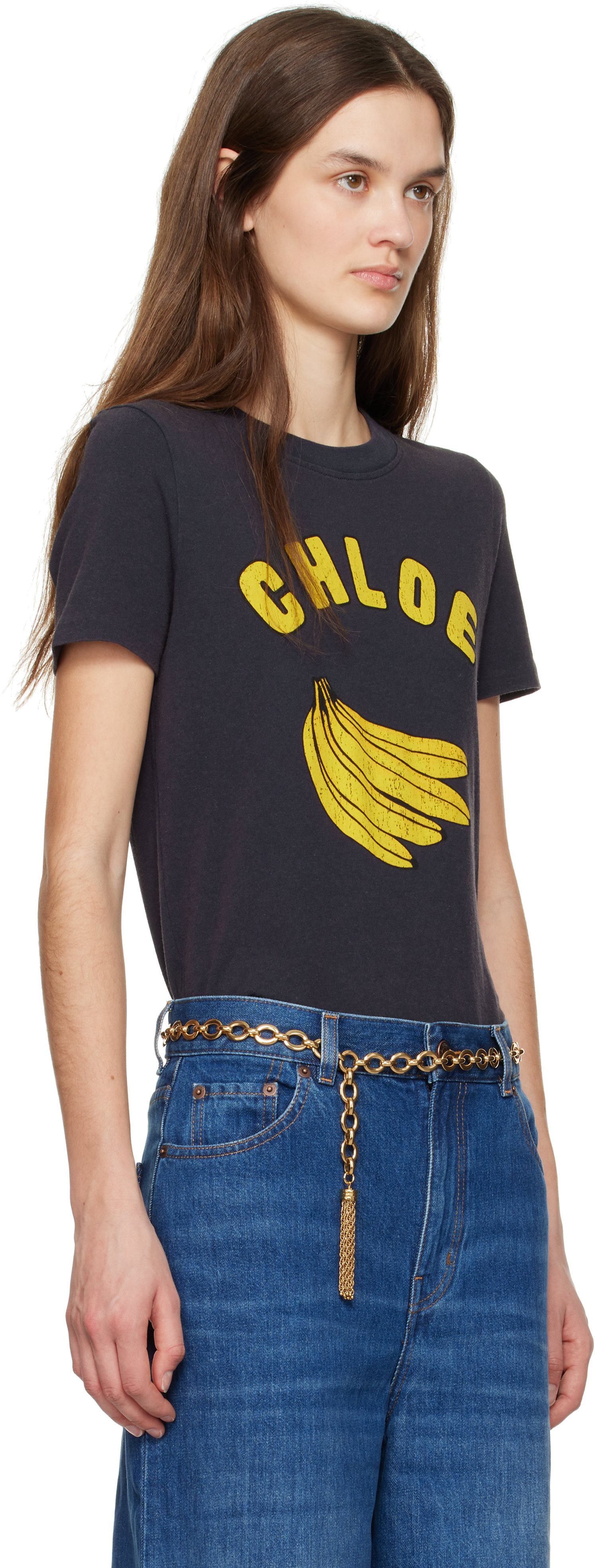 Shop Chloé Navy Baby Fit Logo T-shirt In 405 Twilight Blue