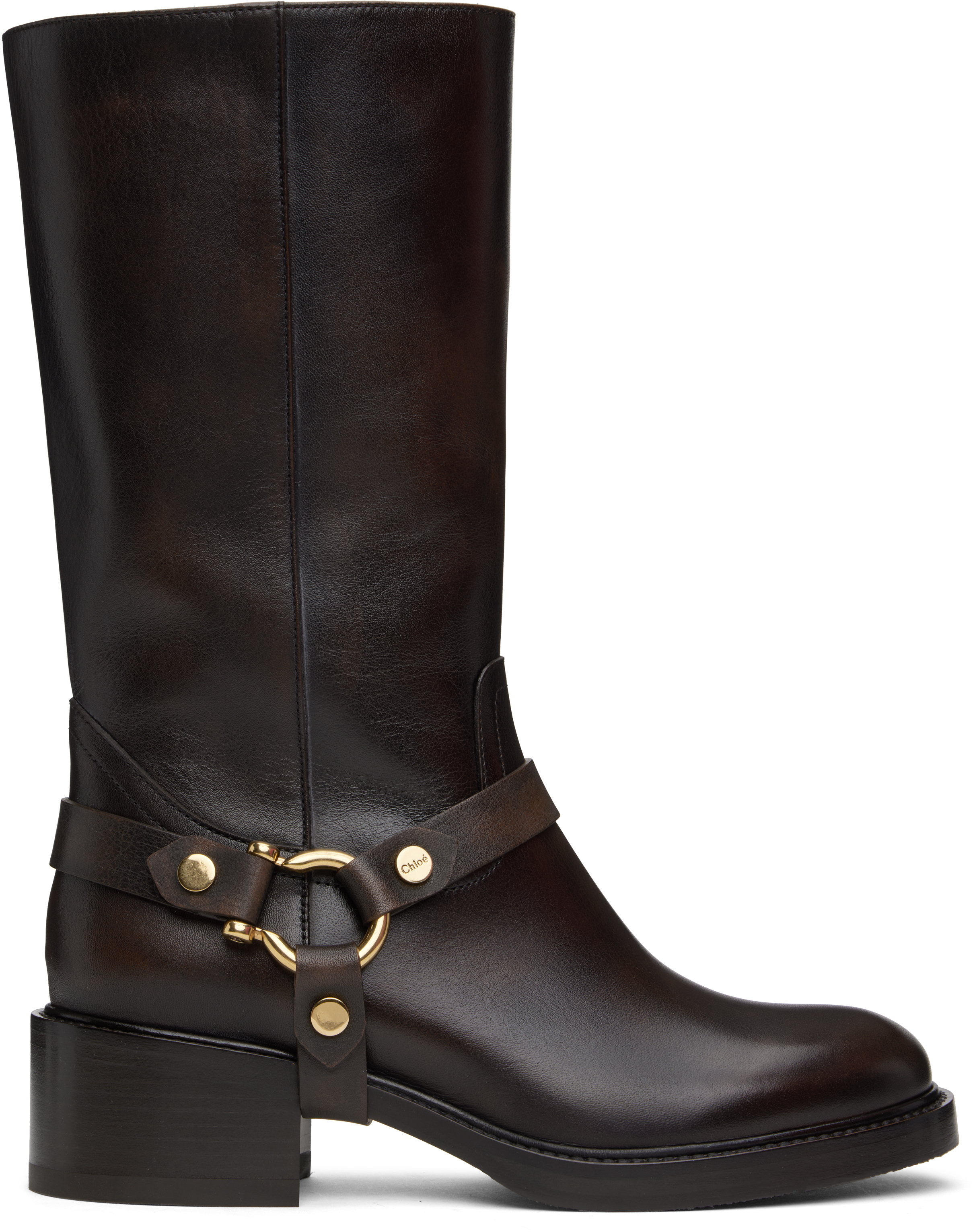 【関税込み】Chloe ブラウン Dakota ブーツ Dakota leather biker boots in brown - Chloe | Mytheresa
