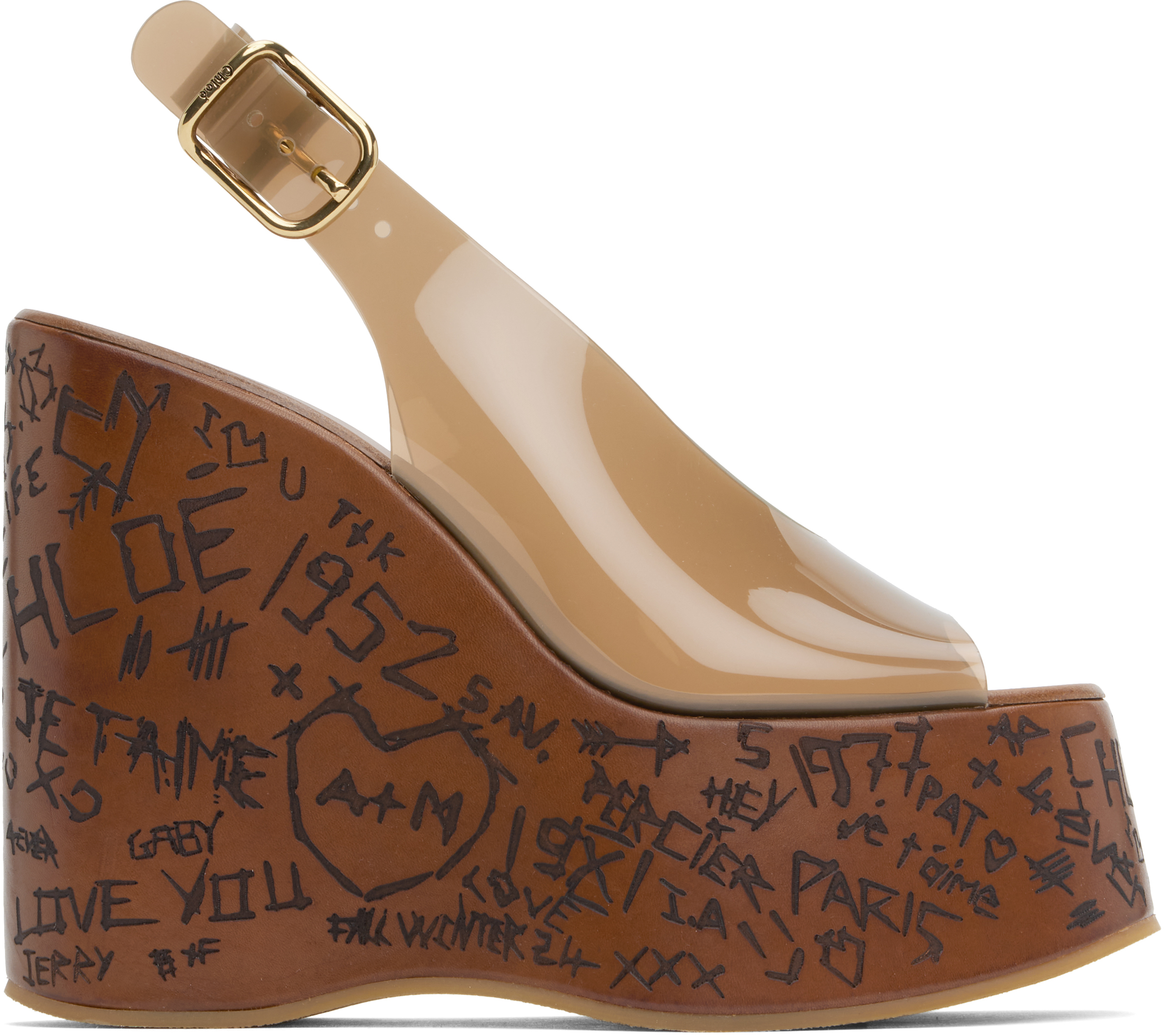 *SALE* Chloe Maximeウェッジサンダル ブラウン レディース Chloé: ブラウン Maxime ウェッジサンダル | SSENSE 日本