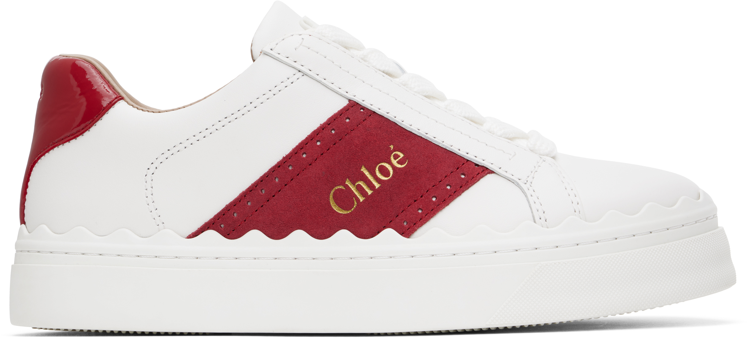 Chloé White & Red Lauren Sneakers