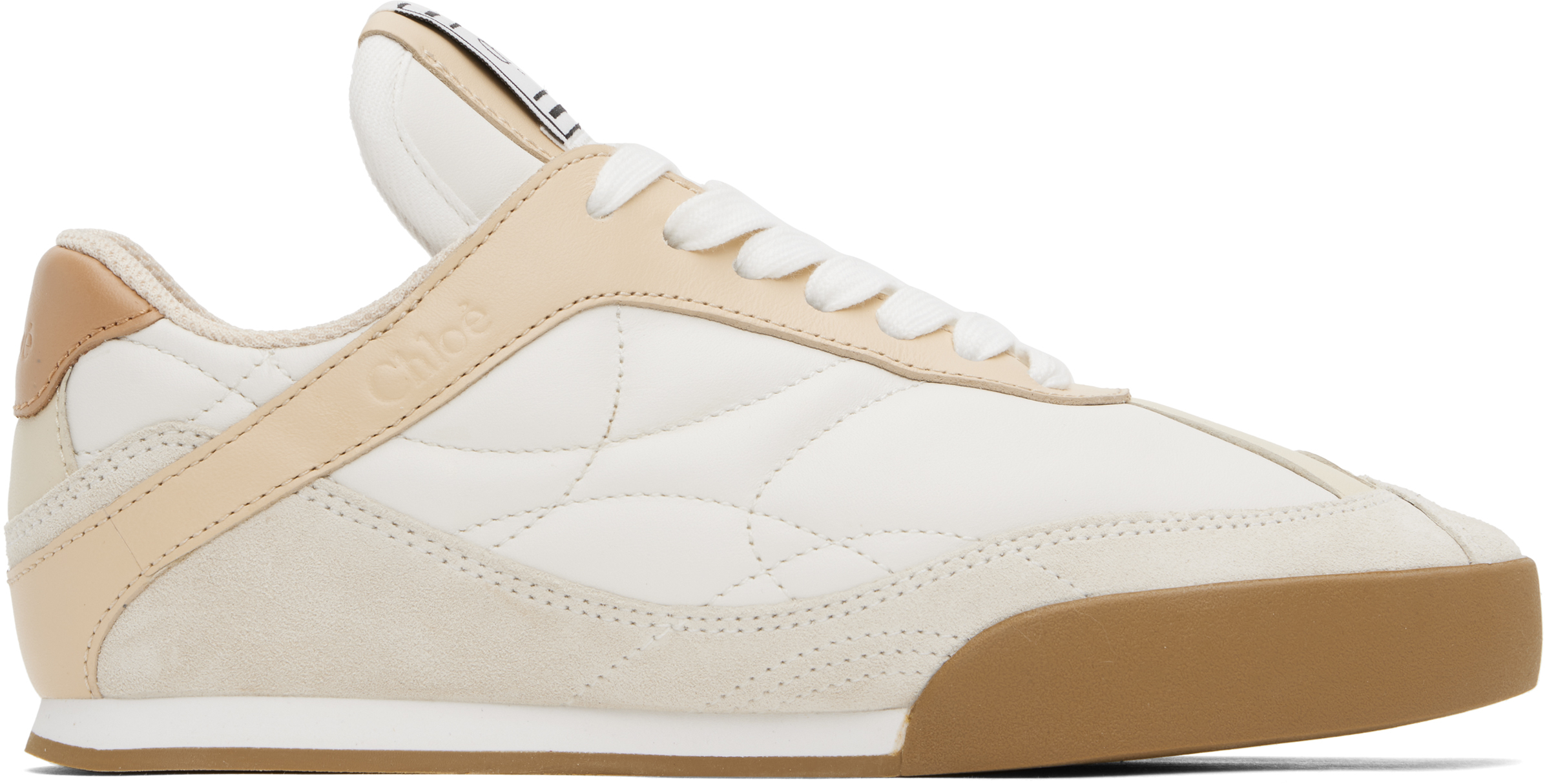 【正規品】 ベージュ＆ホワイト Chloé: 'Chloé 日本 SSENSE | スニーカー Kick' 靴