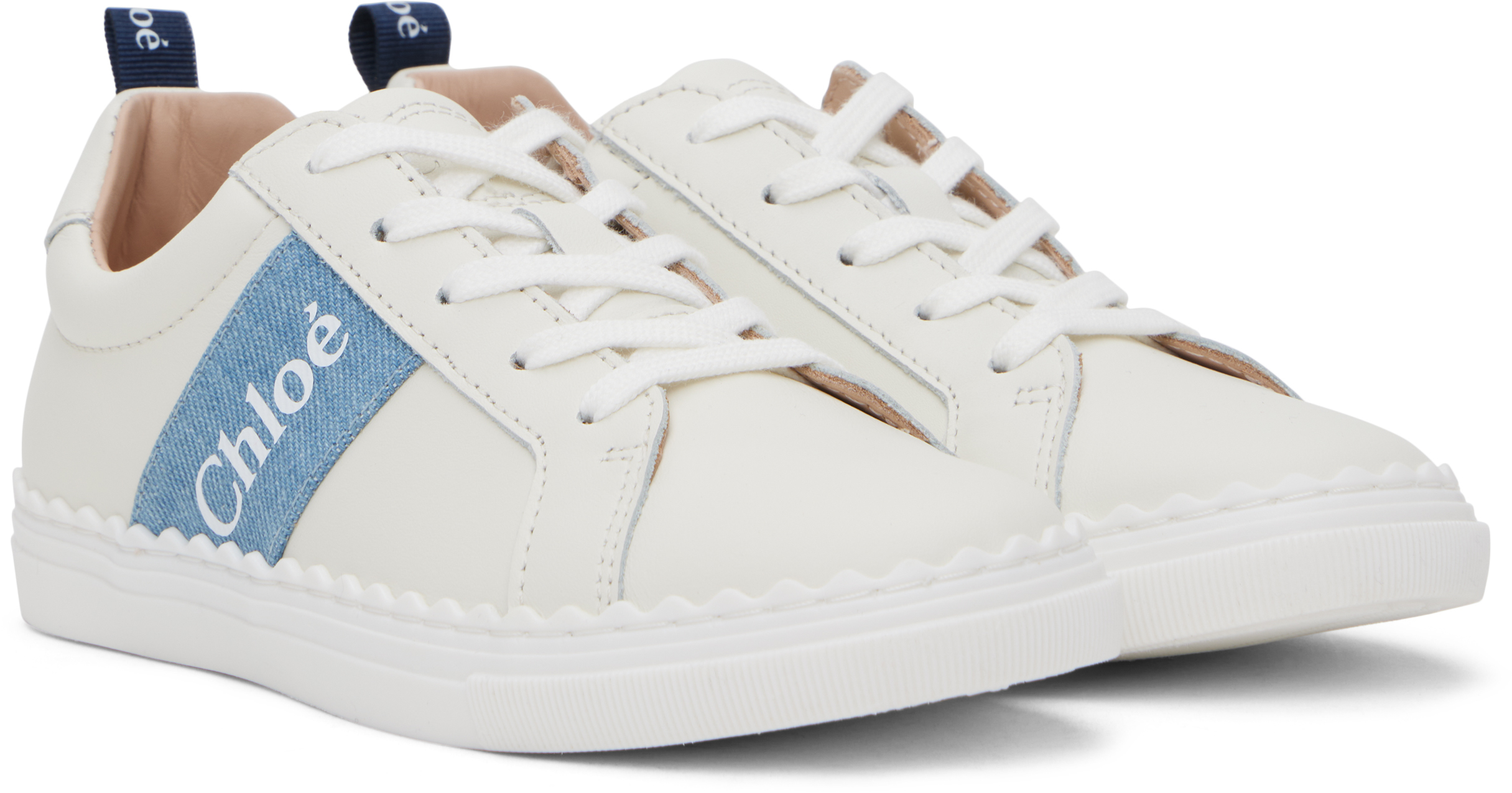 Chloé Kids Off-white Lauren Low-top Sneakers In 117 Offwhite