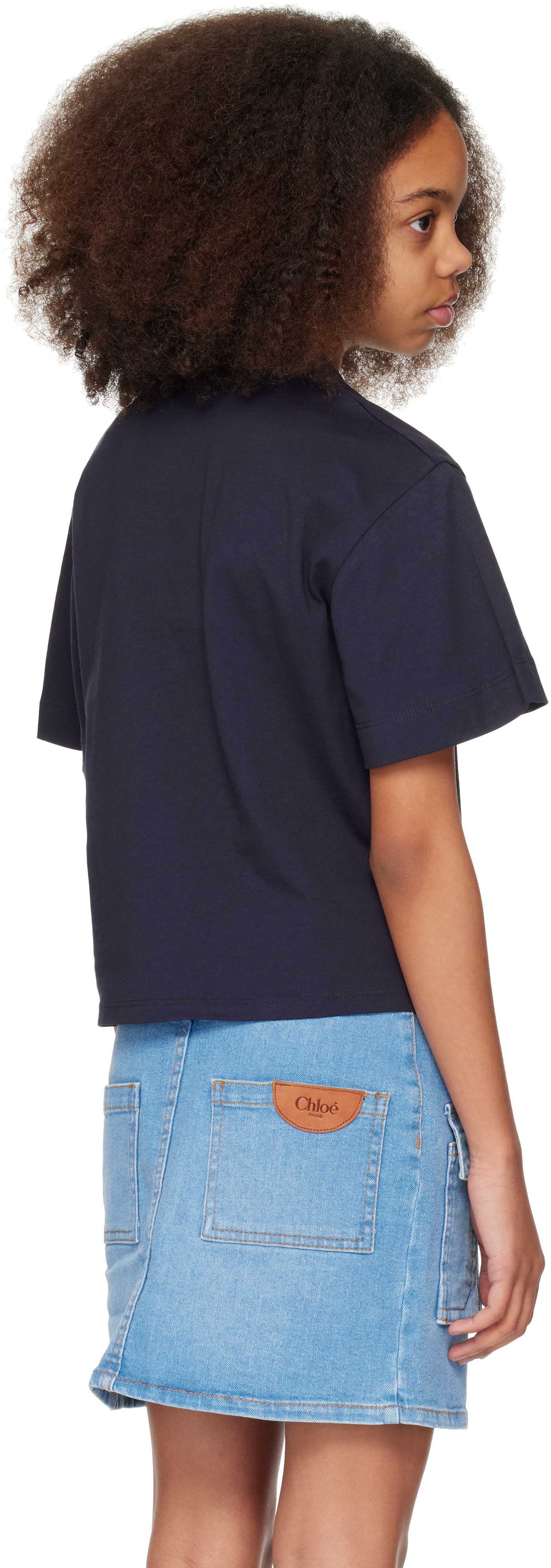 Chloé Kids Navy Logo T-shirt In 859 Navy