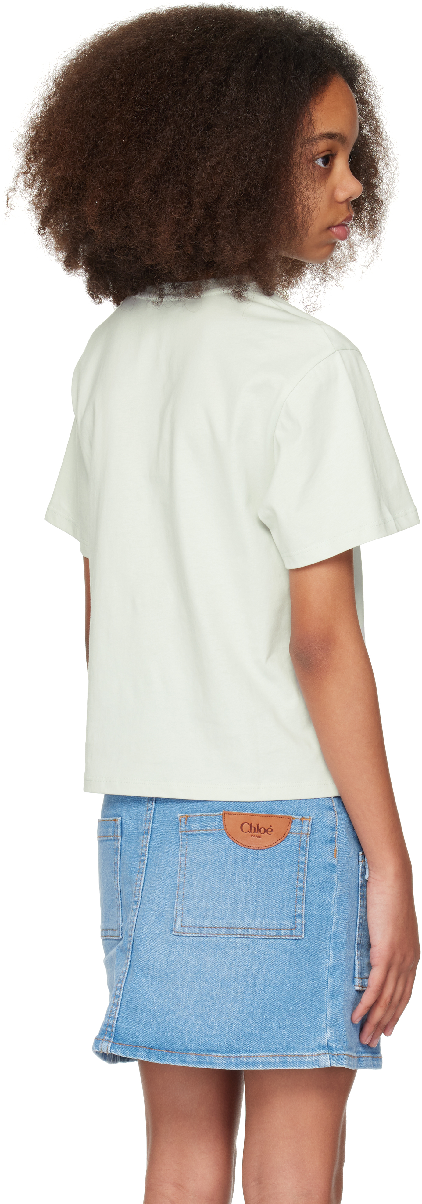 Chloé Kids Green Logo T-shirt In 73h Milky Green