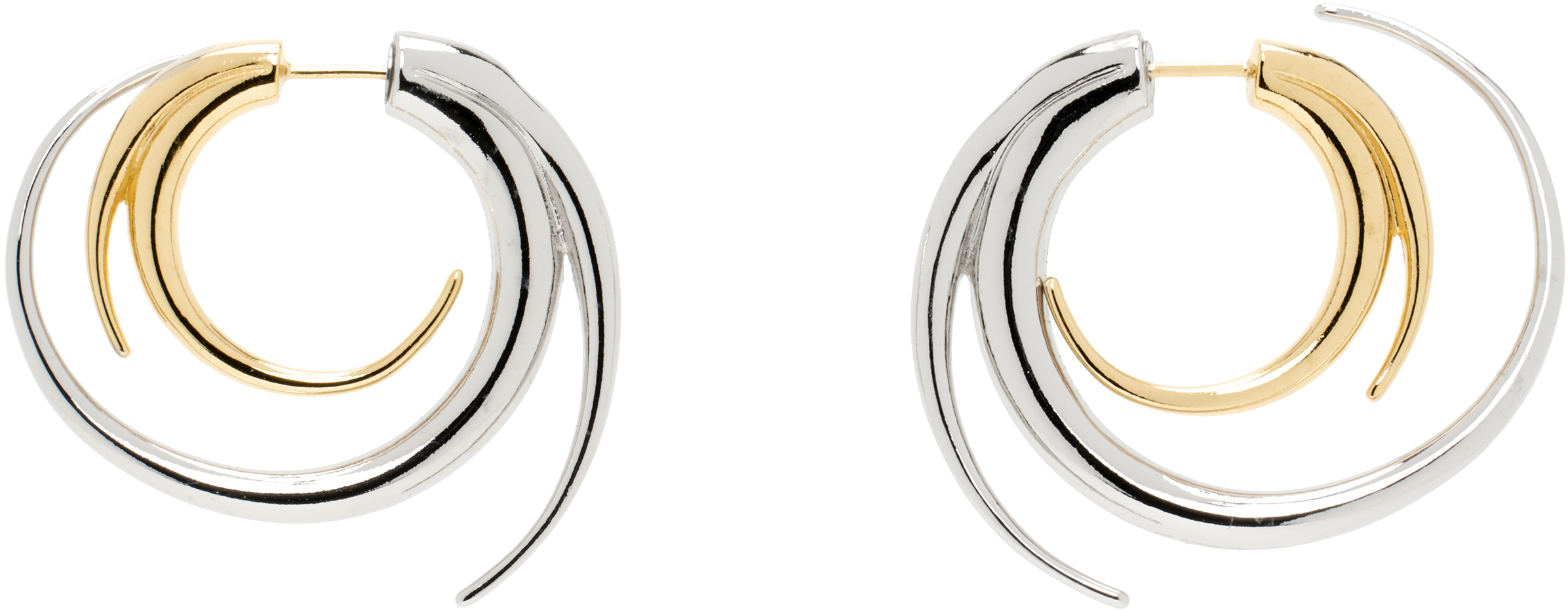 Silver & Gold Vortice Medium Earrings