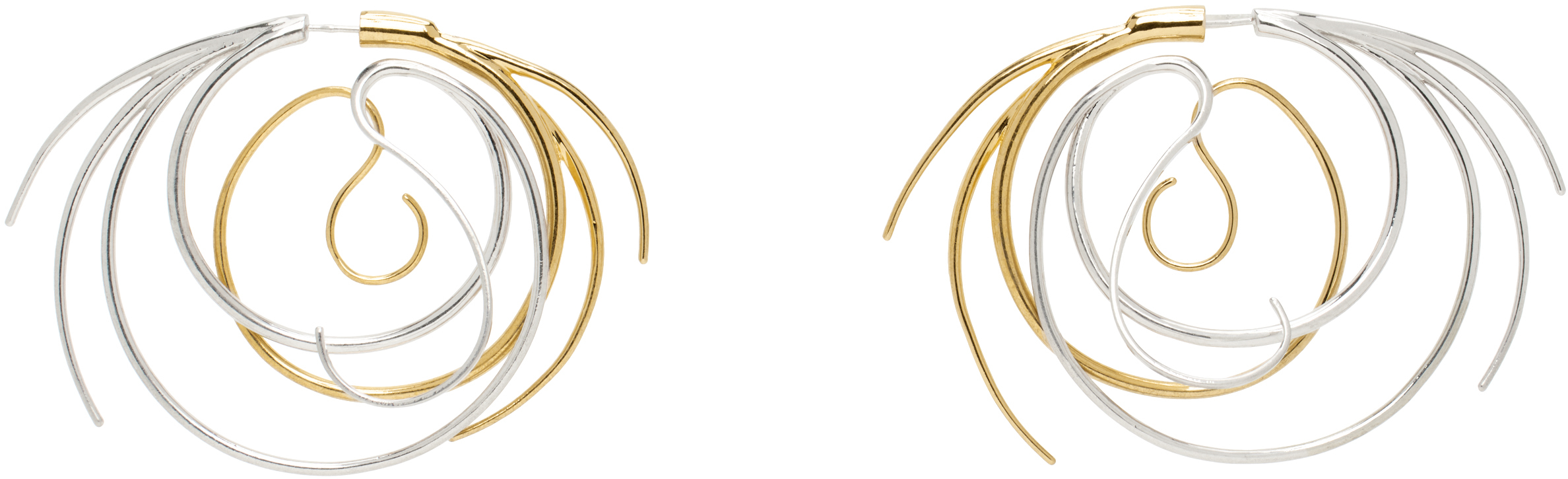 Silver & Gold Vortice Large Earrings