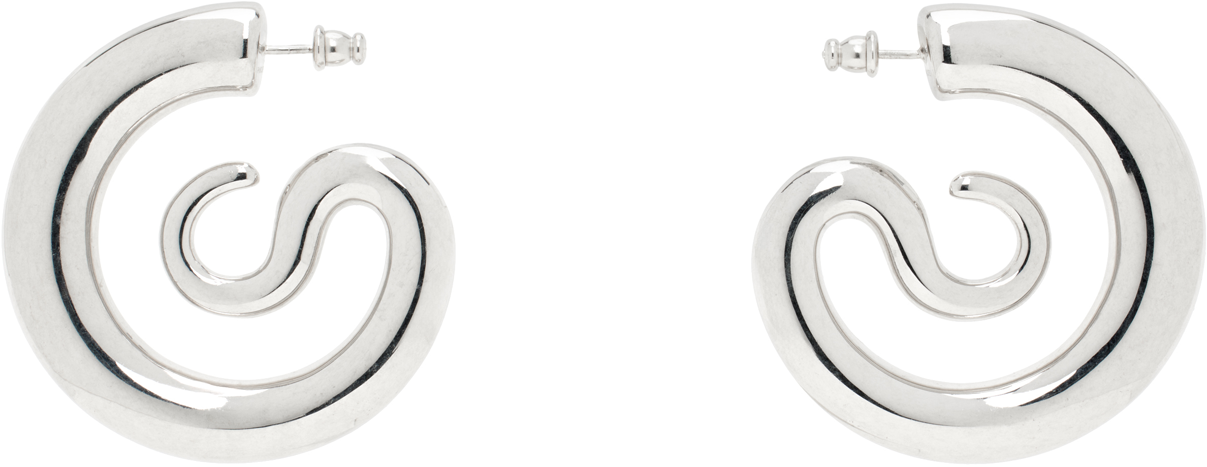 Panconesi: Silver Serpent Hoops Medium Earrings | SSENSE