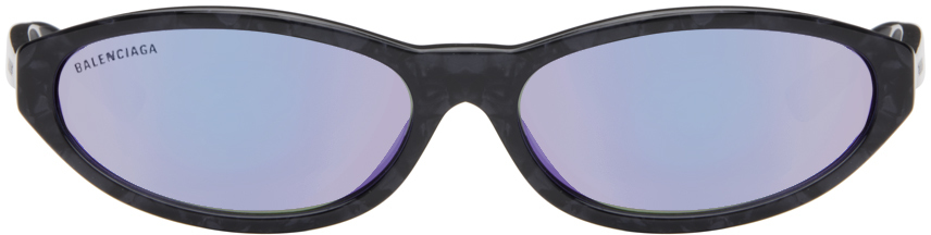 Black & Purple Neo Round Oval Sunglasses