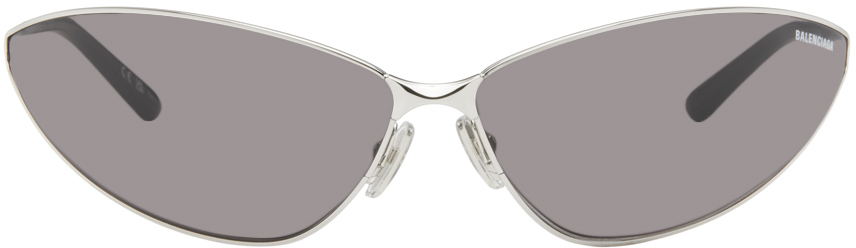 Shop Balenciaga Silver Razor Cat Eye Sunglasses In 004 Silver