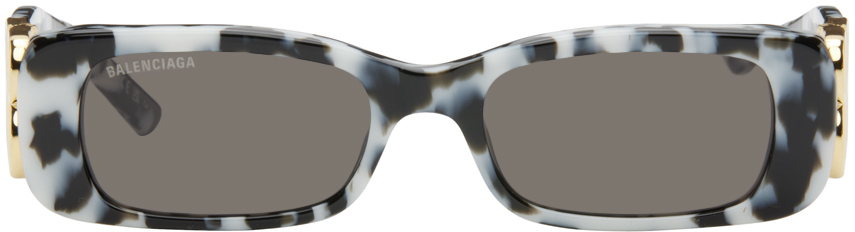 Black & White Dynasty Rectangle Sunglasses by Balenciaga on Sale