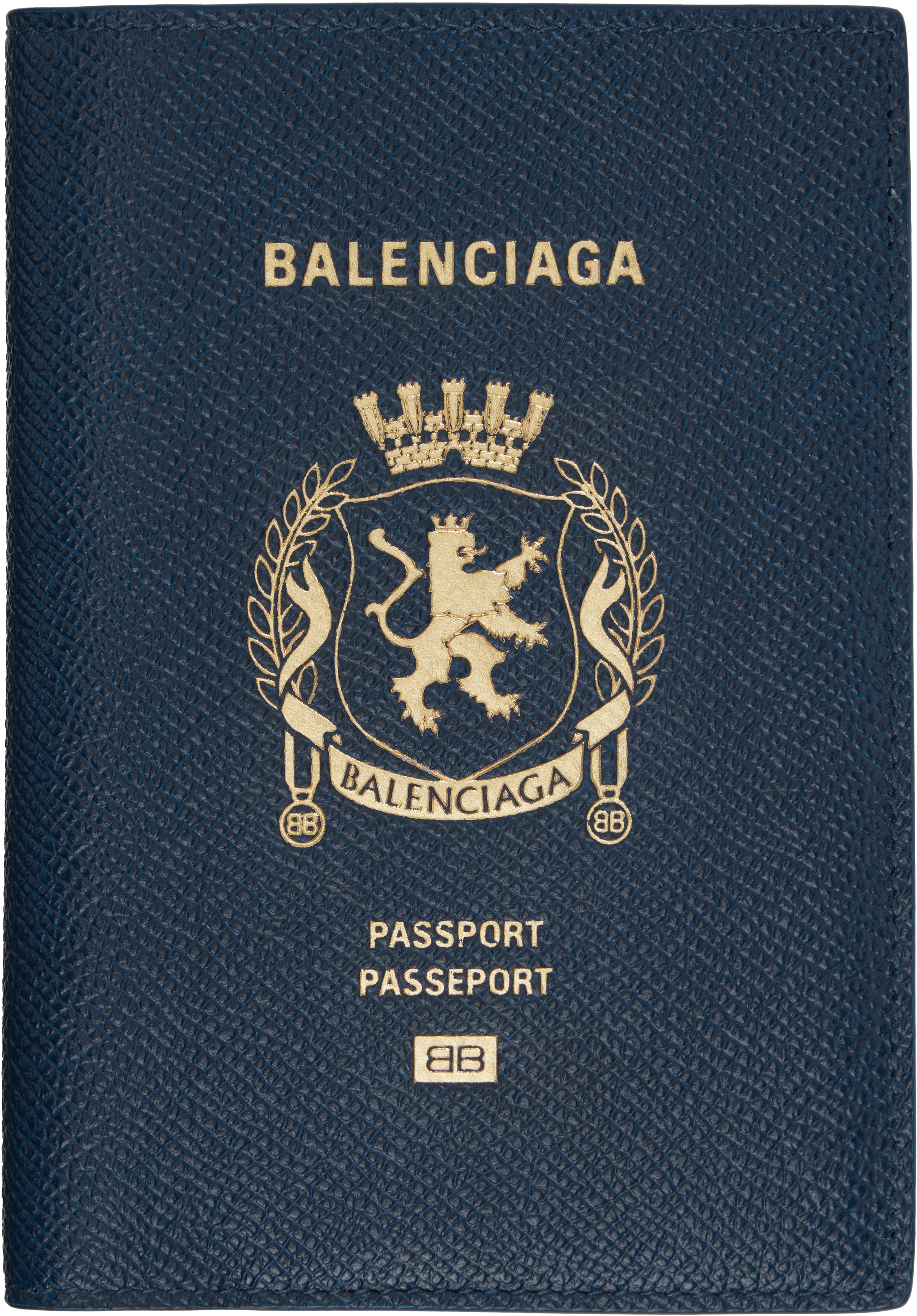 Blue Leather Passport Holder Wallet