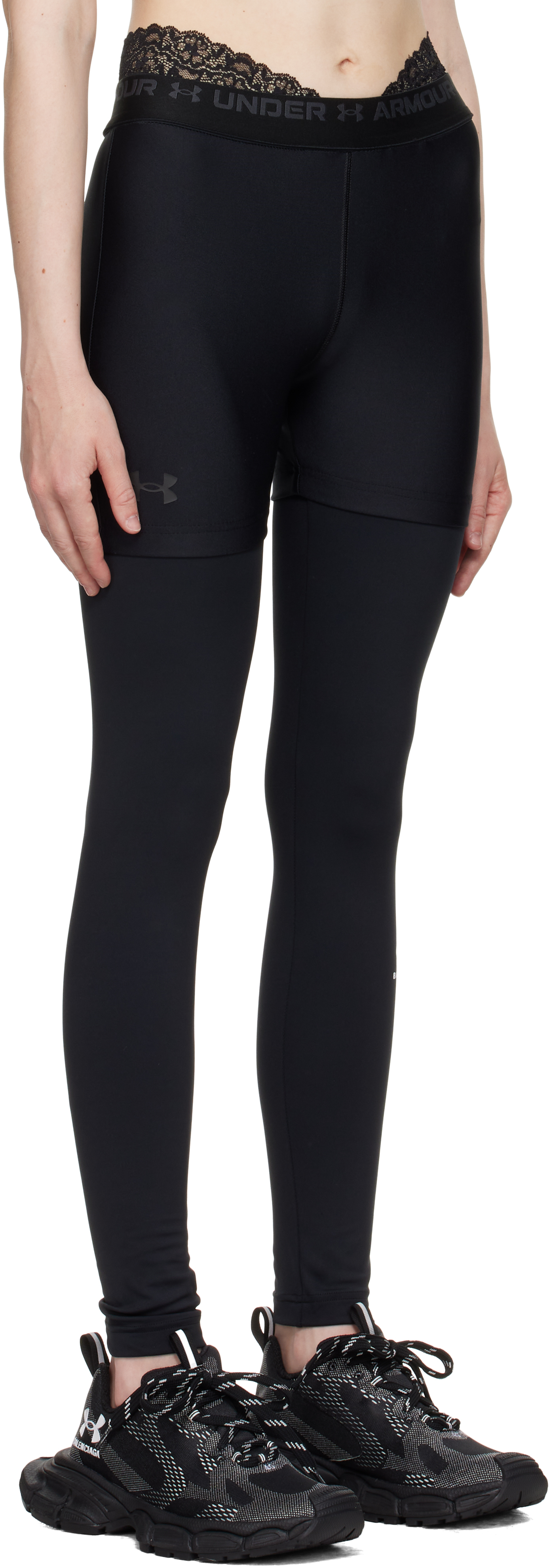 Balenciaga Black Under Armour Edition Layered Leggings In 1000 Black