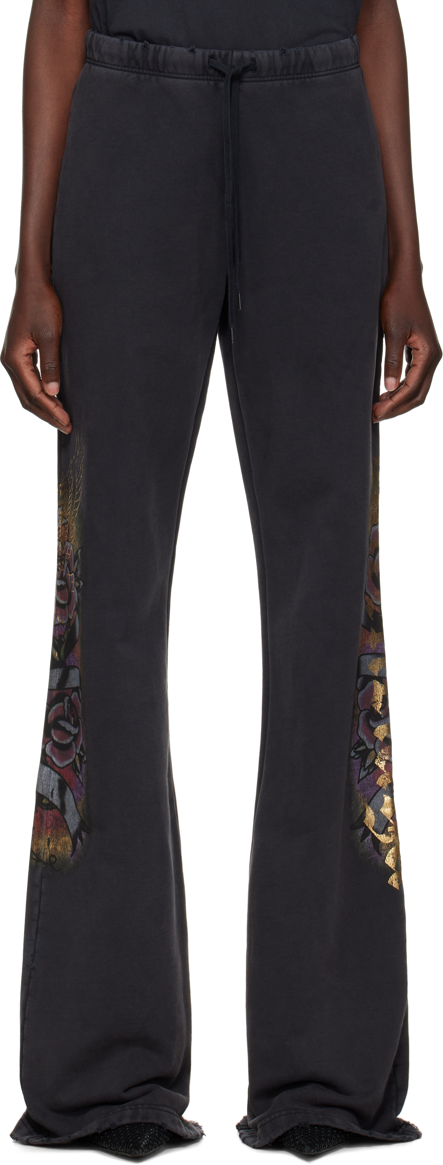 Balenciaga X Under Armour Cotton Fleece Flared Sweatpants In 1041 Washed Black