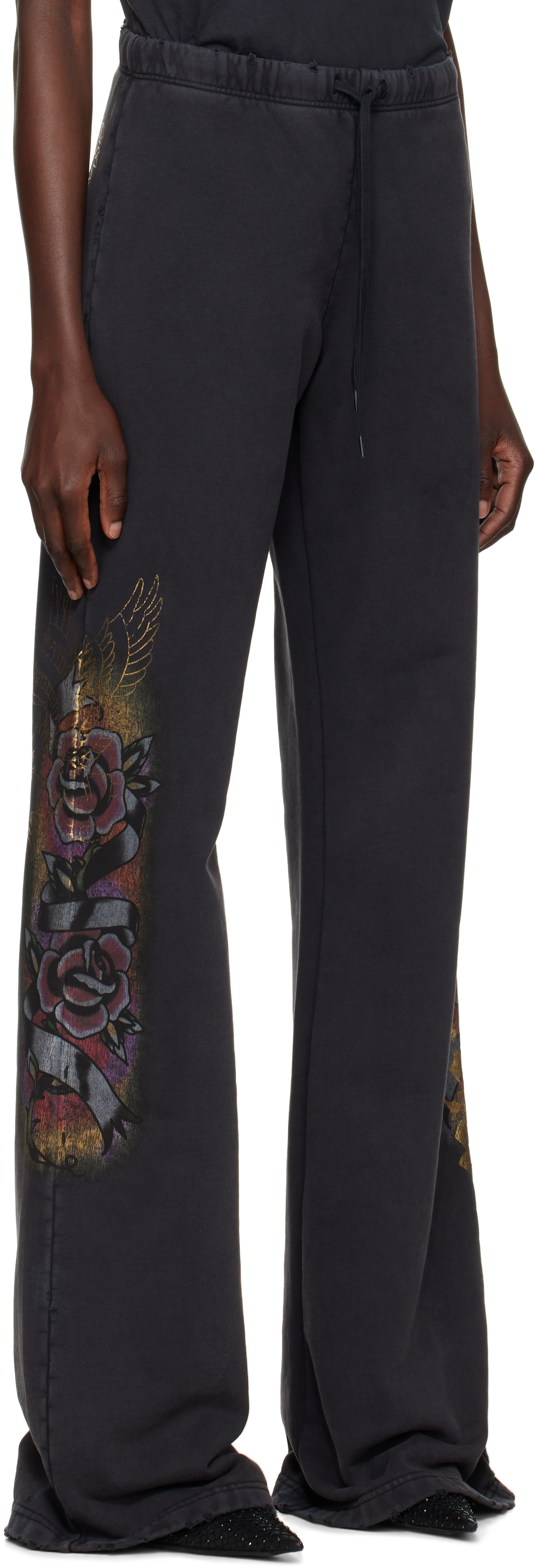 Balenciaga X Under Armour Cotton Fleece Flared Sweatpants In 1041 Washed Black