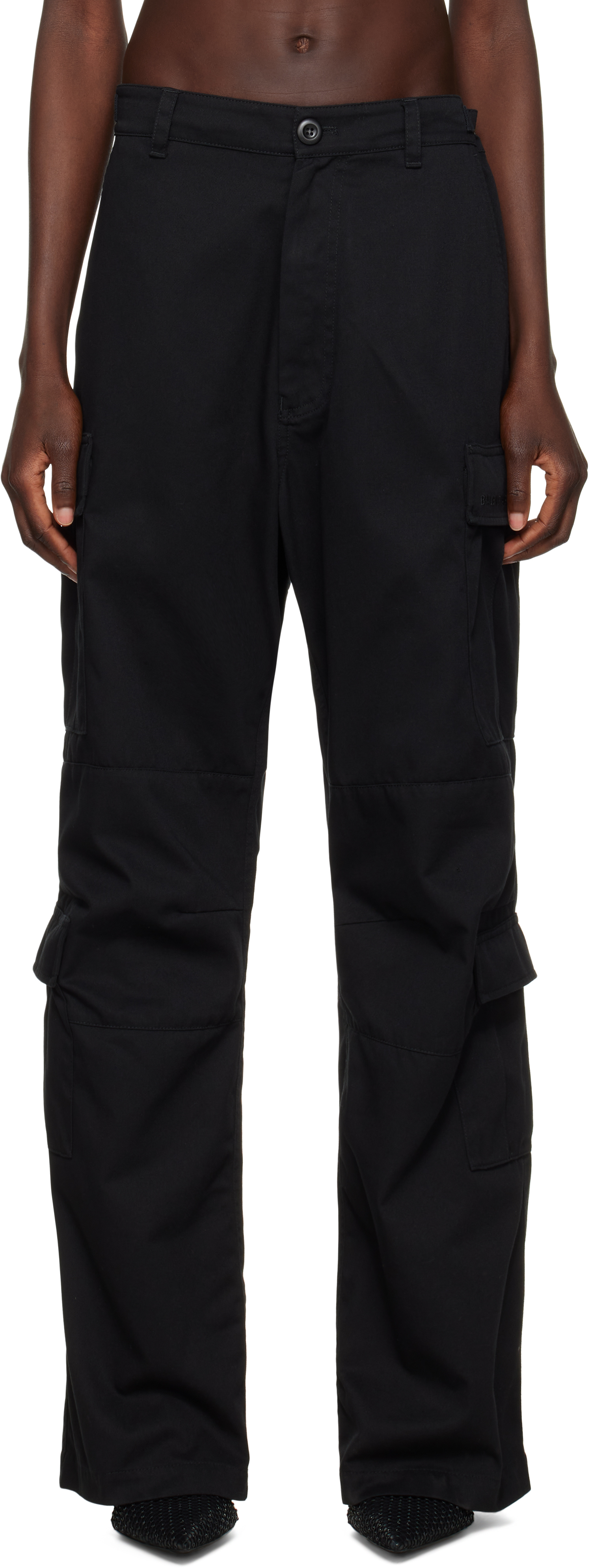 Black Regular Fit Cargo Pants