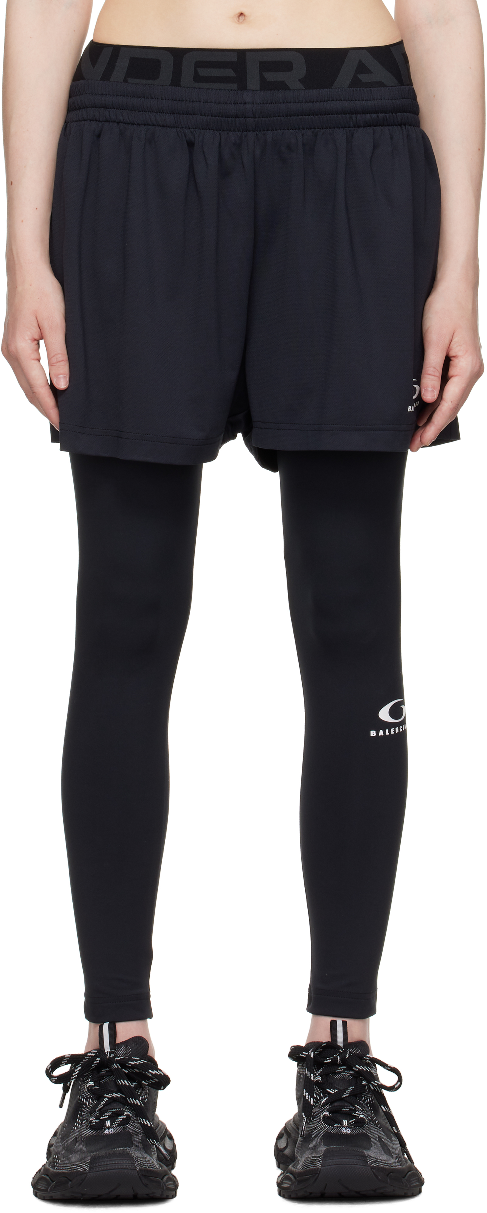 Balenciaga Black Under Armour Edition Running Shorts In 1000 Black