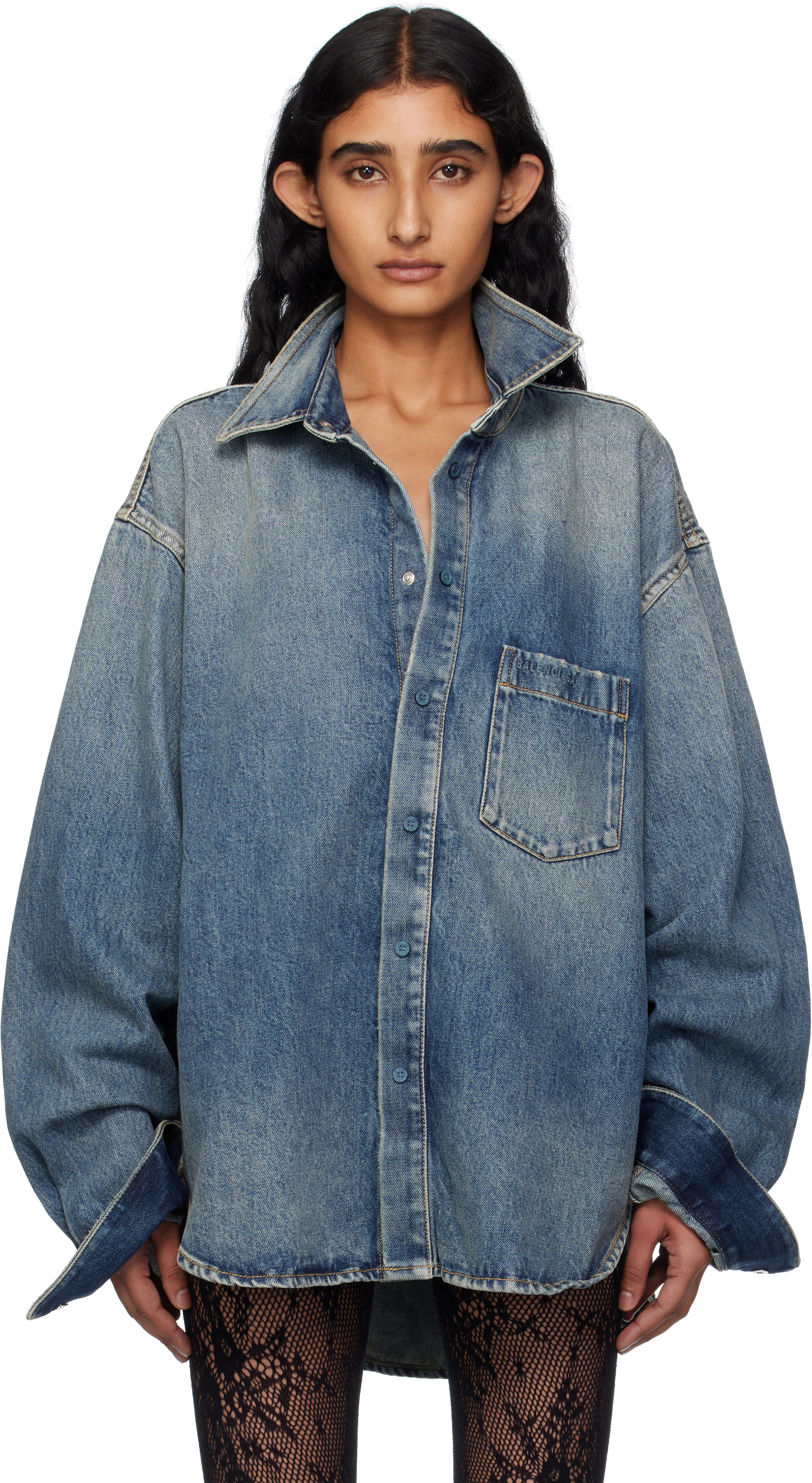 Blue Faded Denim Shirt