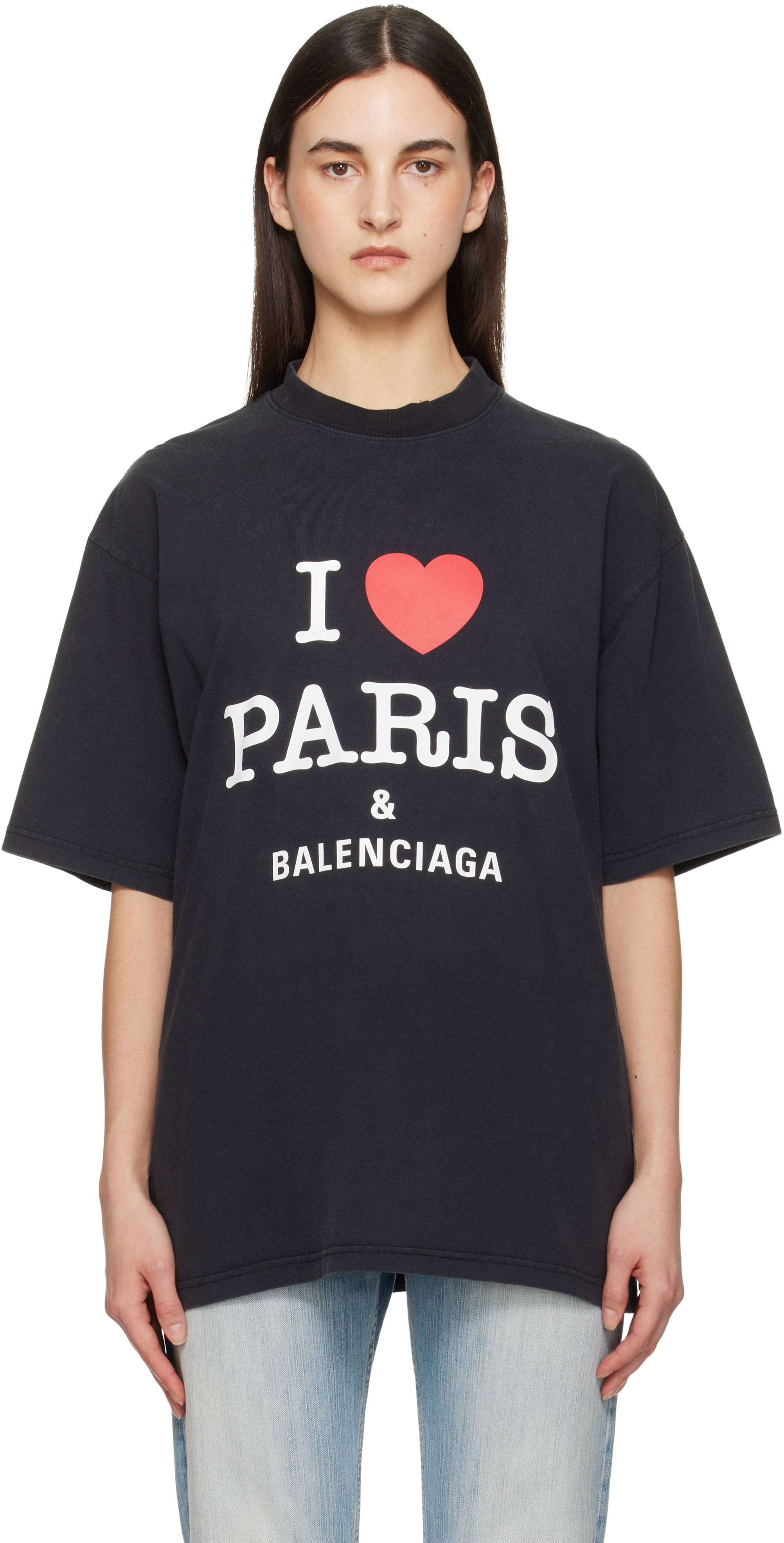 関税負担なし☆BALENCIAGA I Love Paris & Balenciaga Tシャツ I Love Paris cotton T-shirt in black - Balenciaga | Mytheresa