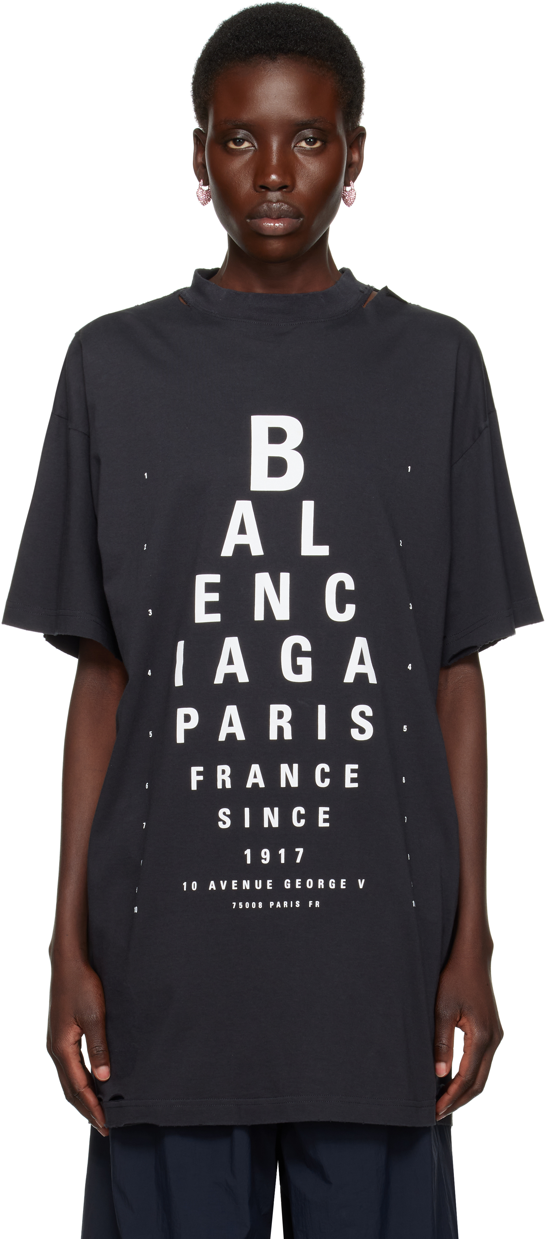 Balenciaga: ブラック Optical オーバーサイズ Tシャツ | SSENSE