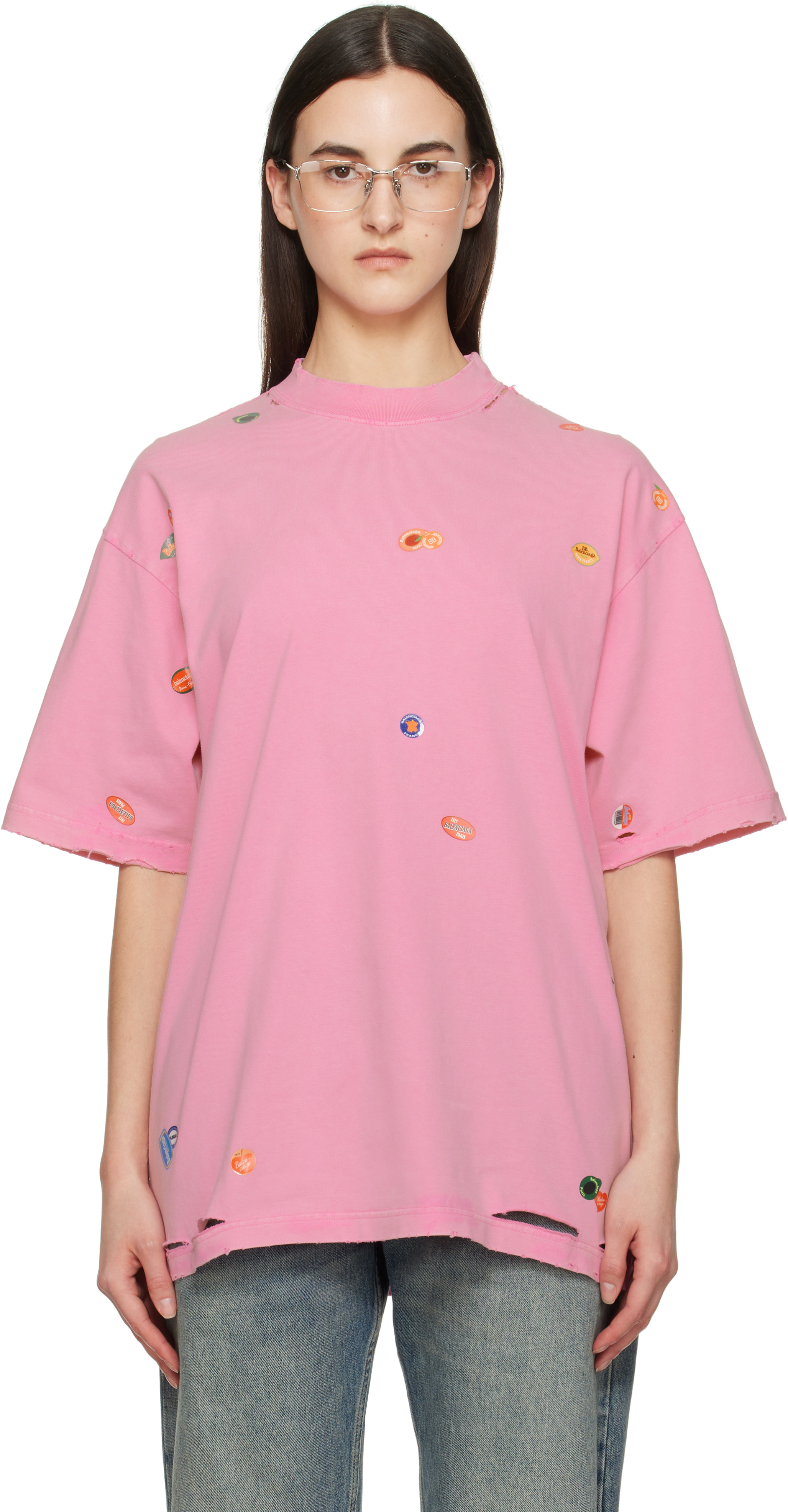 【BALENCIAGA】 Fruity Tシャツ Women's Fruity T-shirt Medium Fit in Faded Pink | Balenciaga US