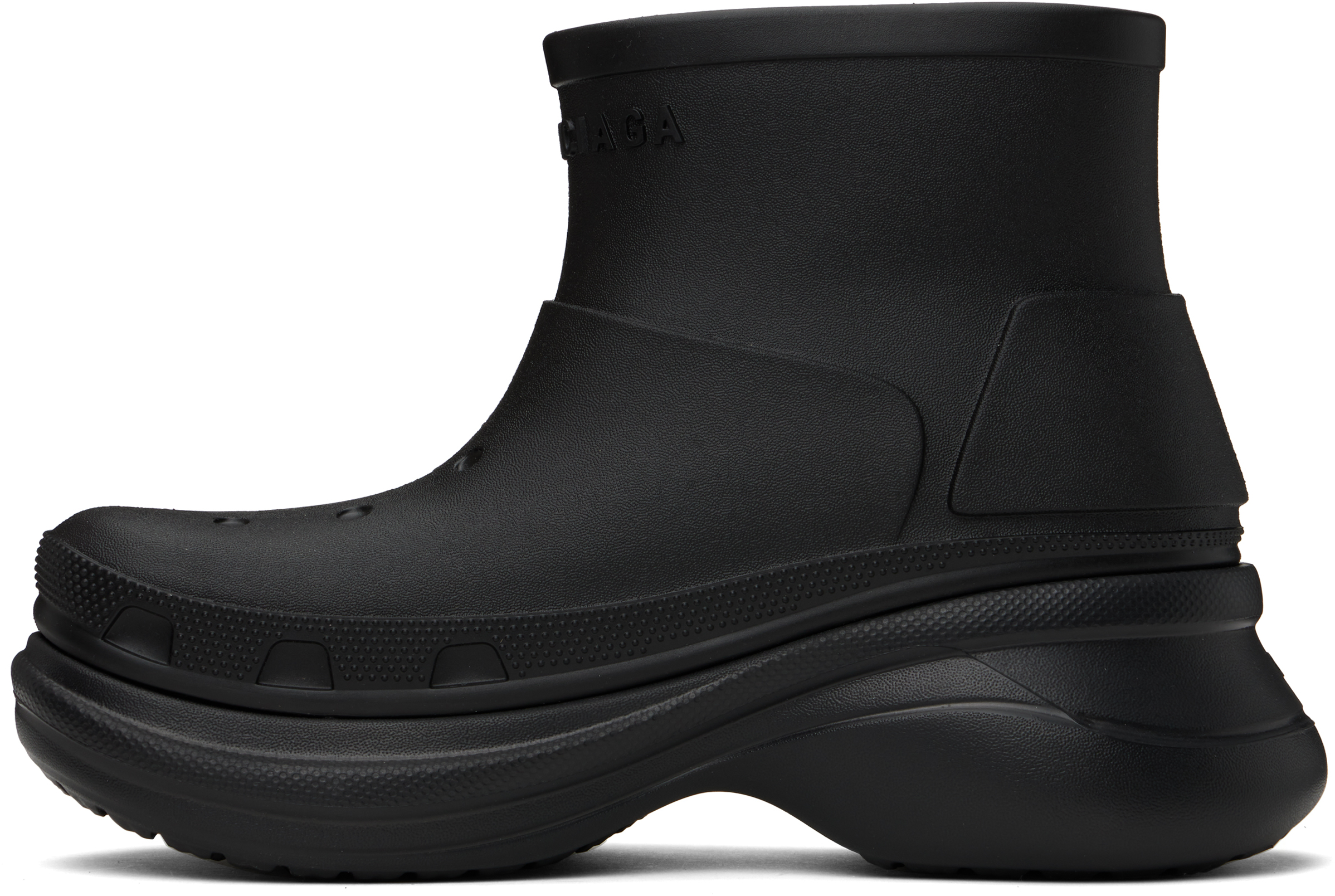 Balenciaga + Crocs Eva Rubber Platform Ankle Boots In 1000 Black