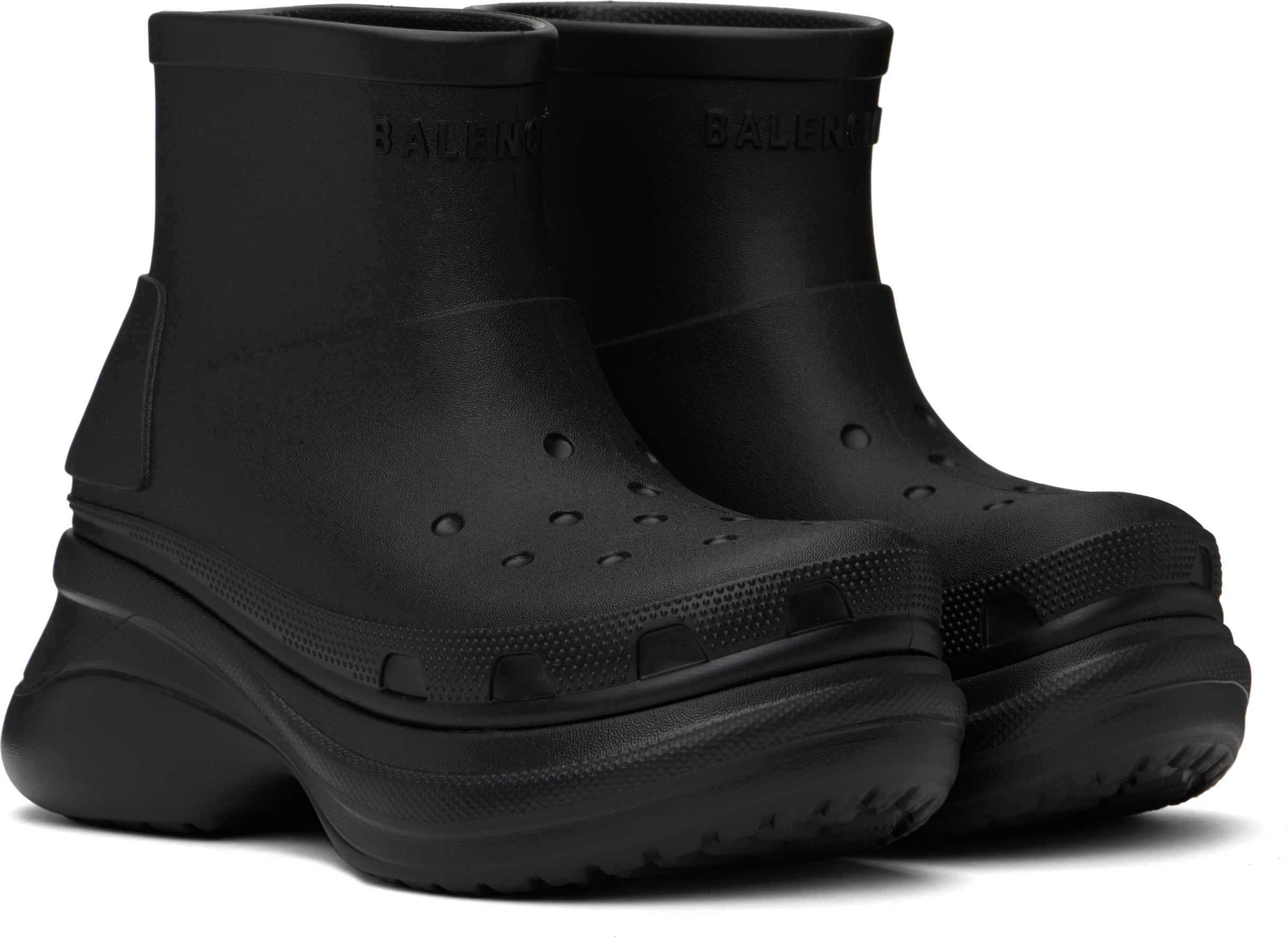Balenciaga + Crocs Eva Rubber Platform Ankle Boots In 1000 Black