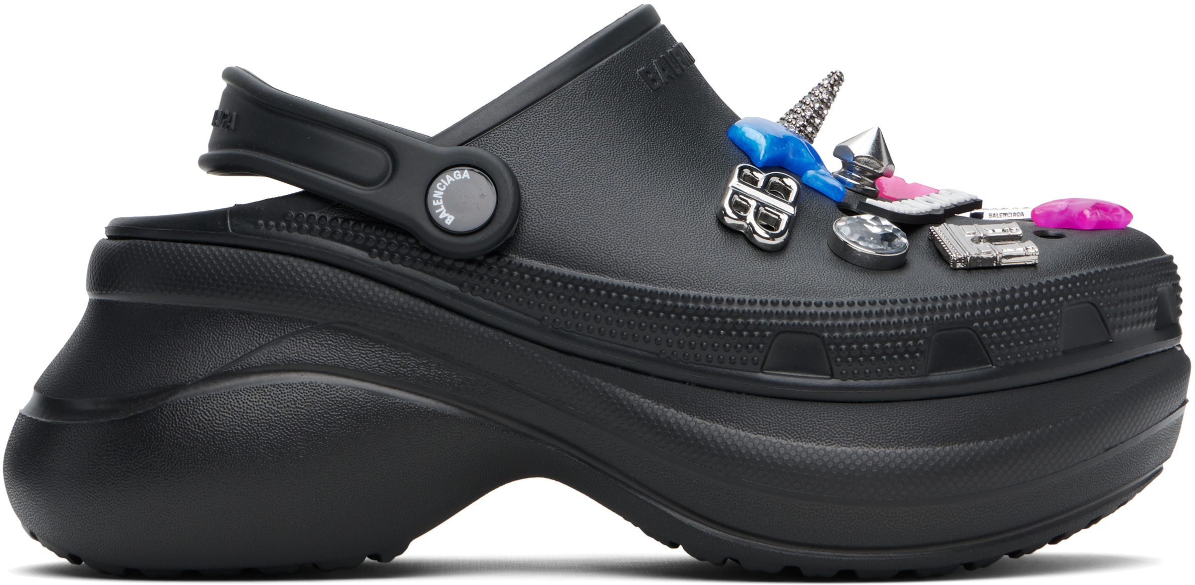 Balenciaga Mule Crocs Con Iconici Charm Jibbitz Rimovibili In 1000 Black