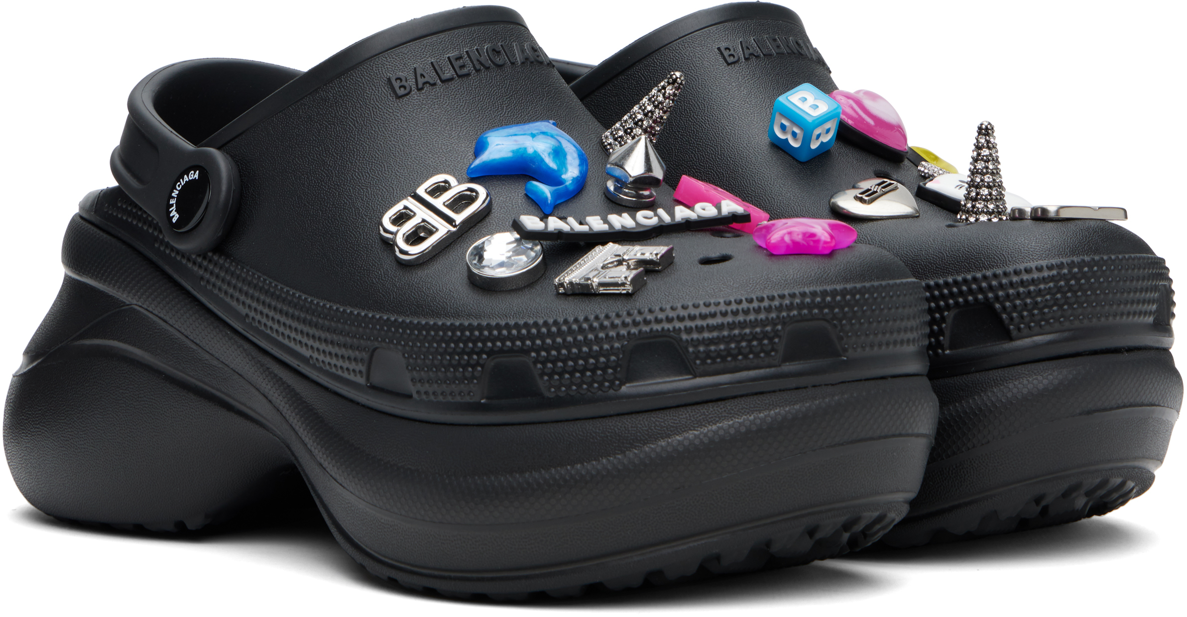 Balenciaga Mule Crocs Con Iconici Charm Jibbitz Rimovibili In 1000 Black