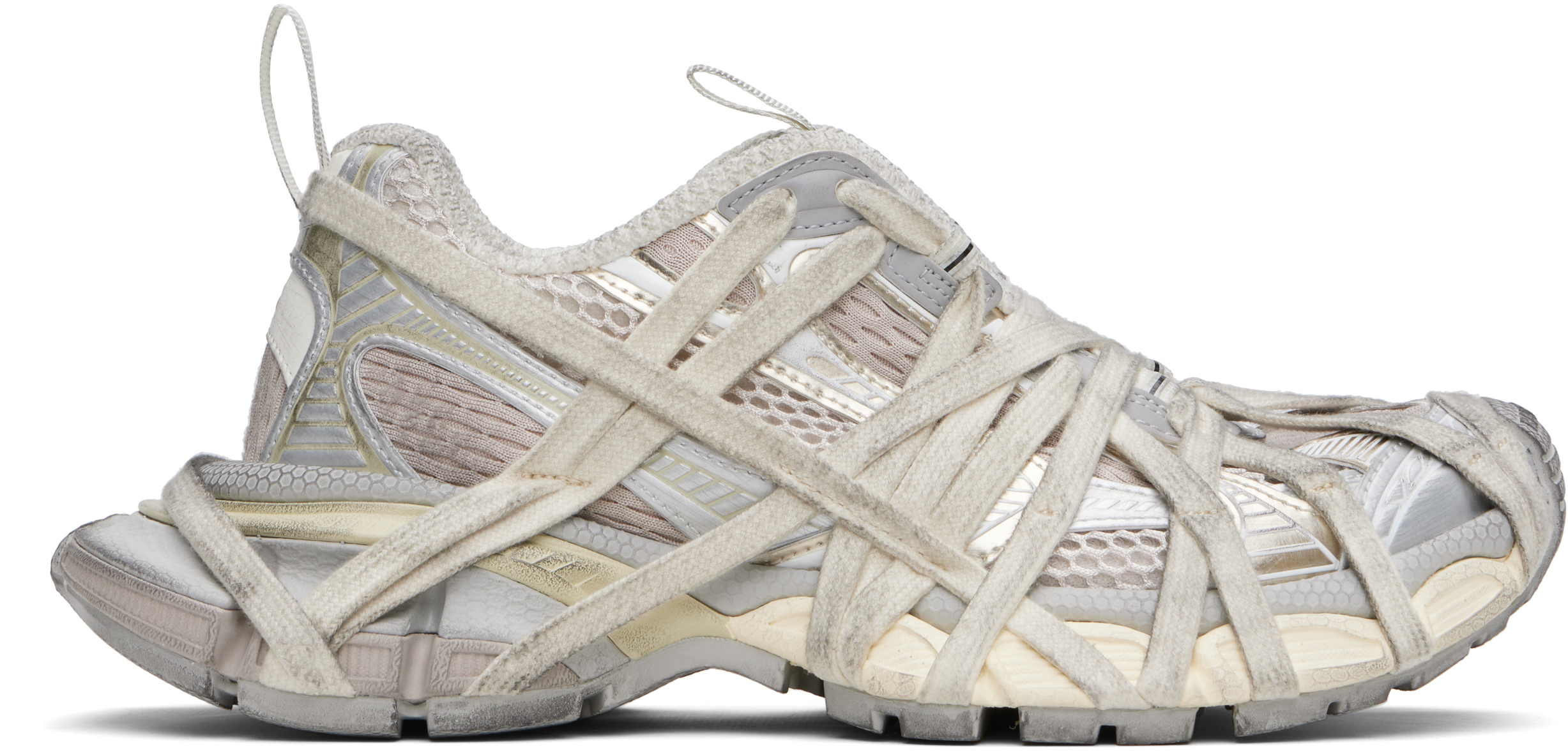 Balenciaga Gray 3xl Extreme Lace Sneakers In 9191 Eggshell